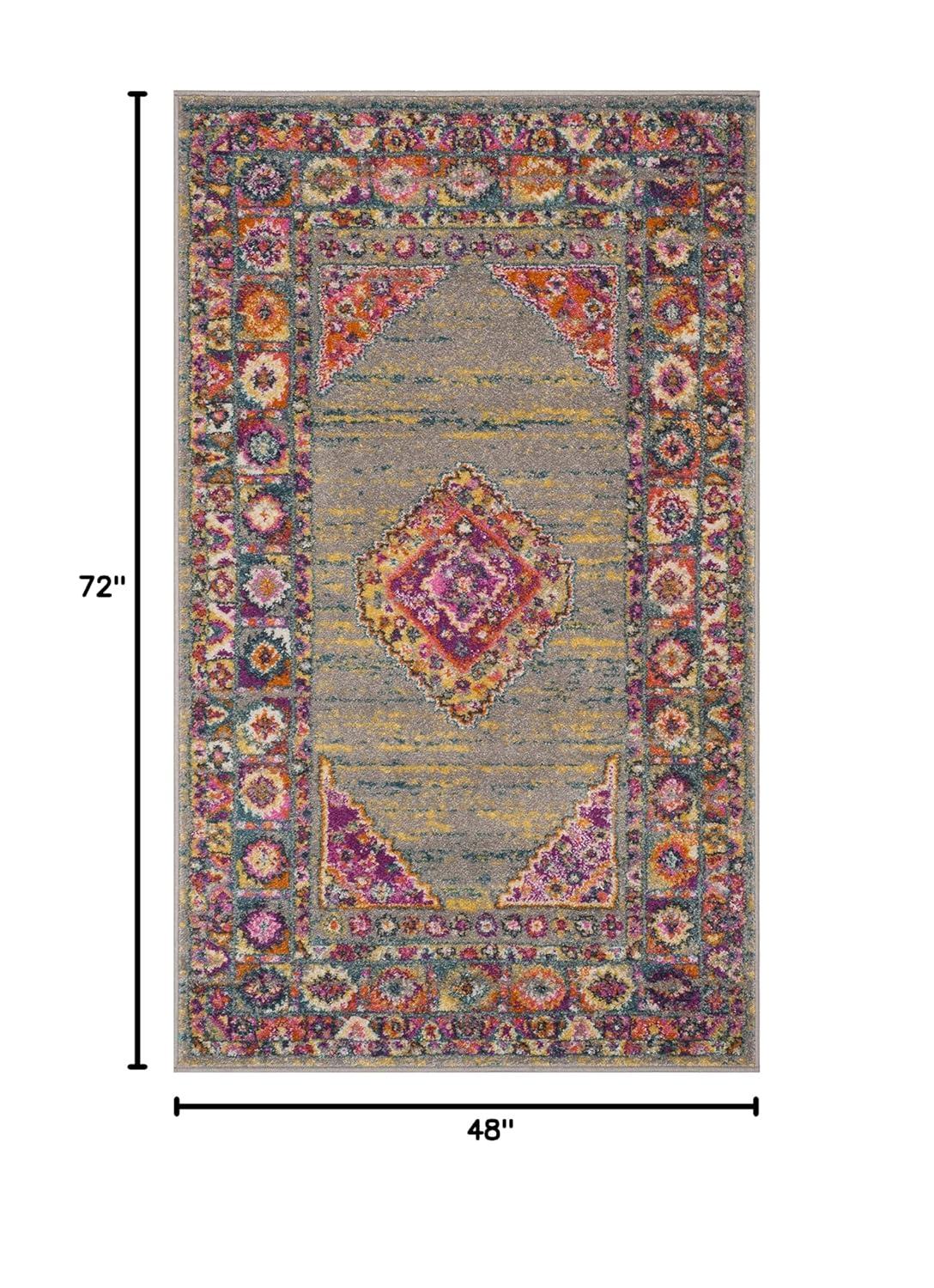 Madison MAD133 Power Loomed Indoor Area Rug - Light Grey/Fuchsia - 4'x6' - Safavieh