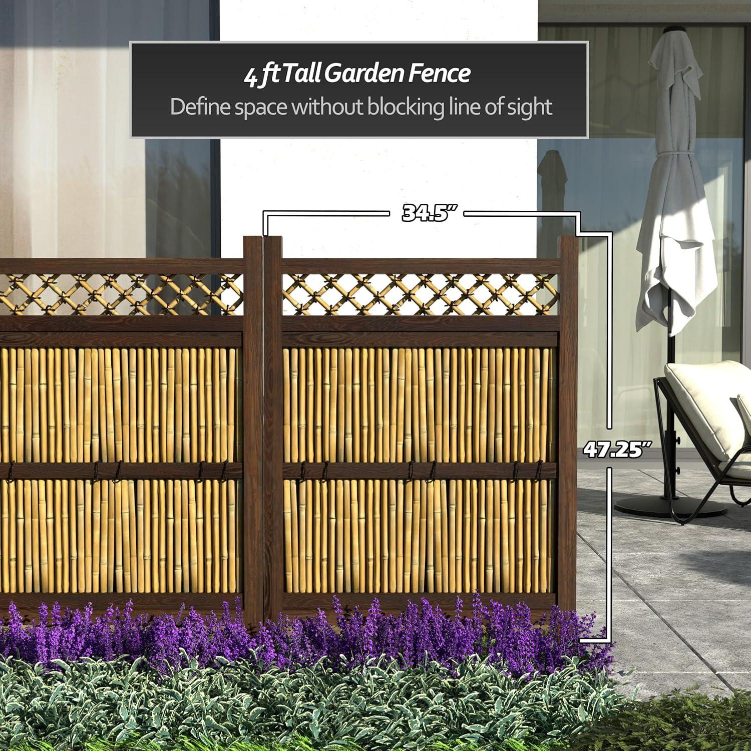 Light Bamboo and Wood Japanese Zen Garden Fence Panel