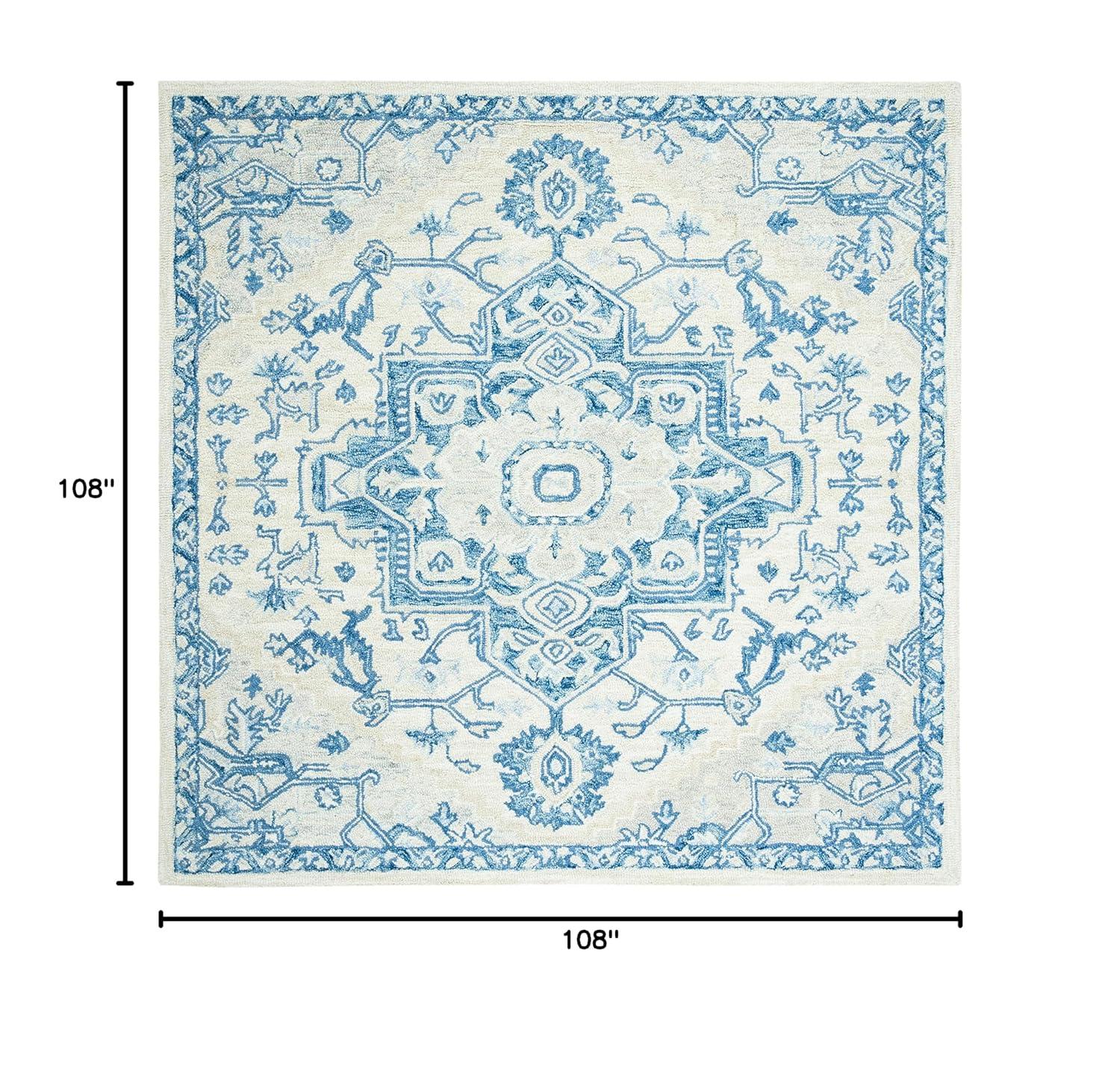 Micro-Loop MLP503 Hand Tufted Area Rug - Ivory/Blue - 9'x9' - Safavieh.