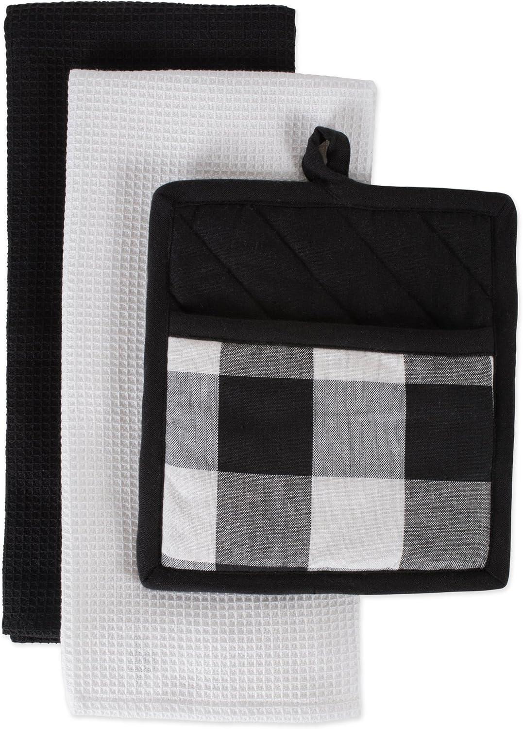 Black and White Cotton Buffalo Check Kitchen Set