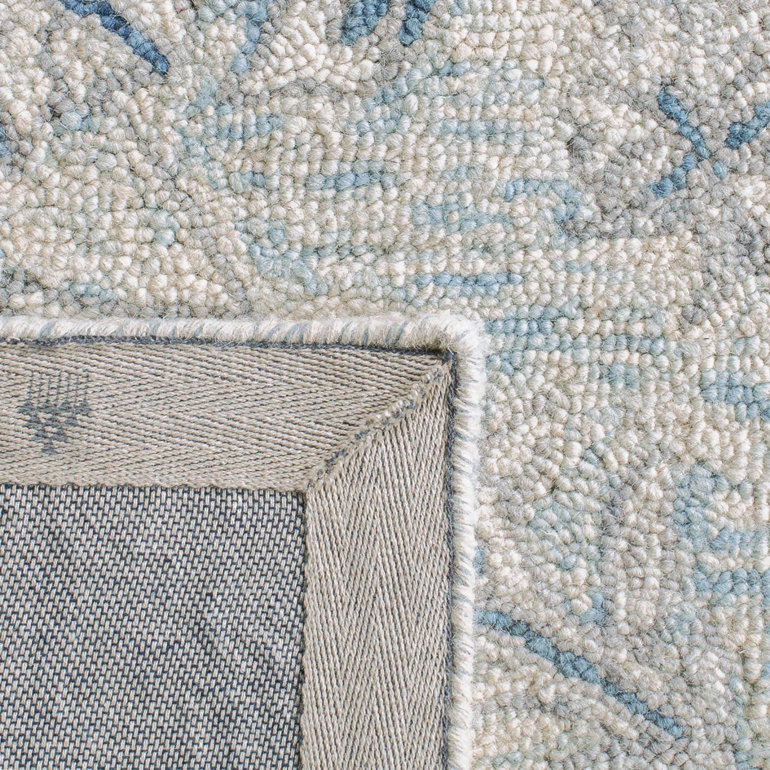 Light Blue and Ivory Hand-Tufted Wool Area Rug