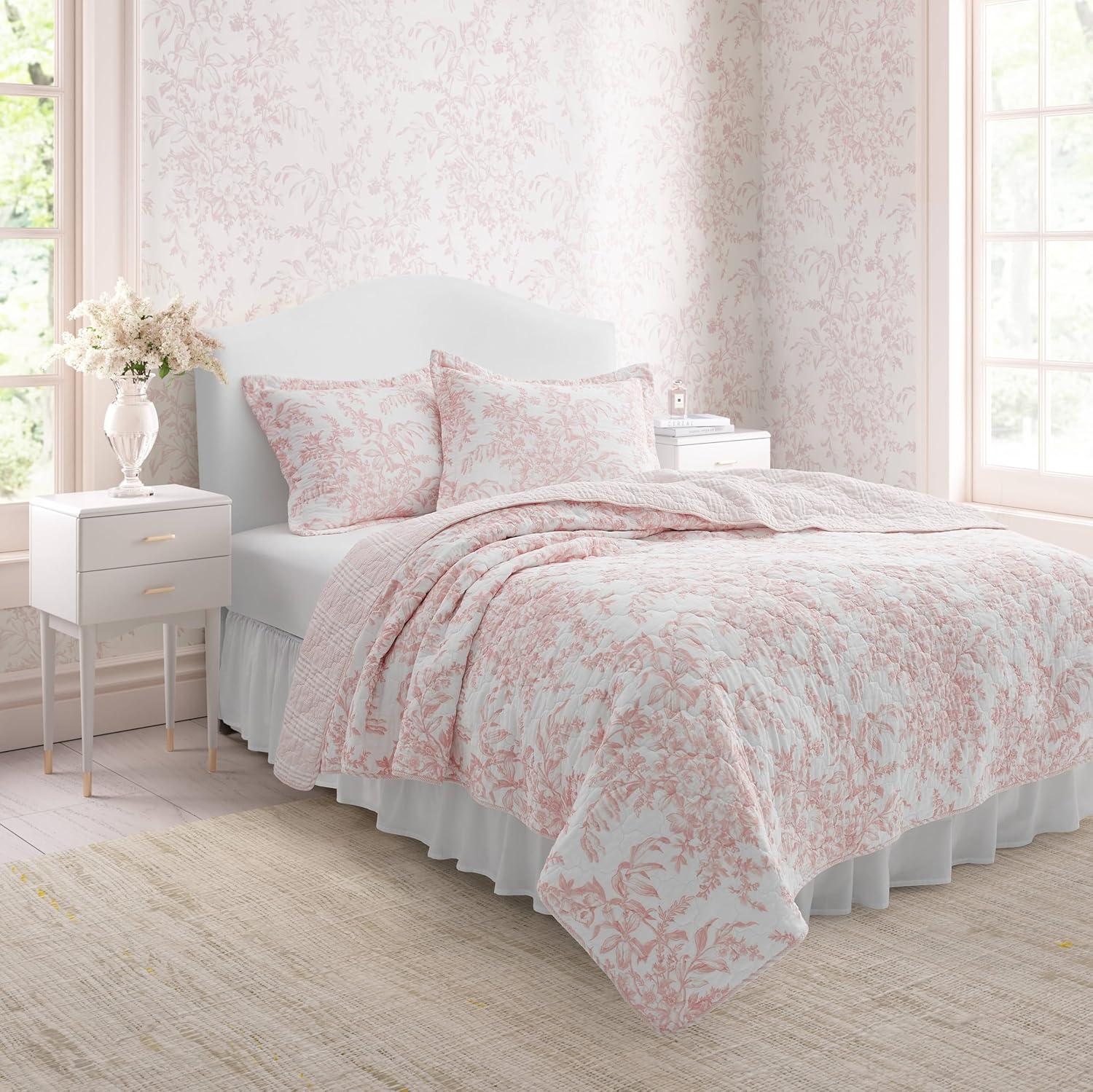 Bedford Cotton Quilt Set Pink - Laura Ashley