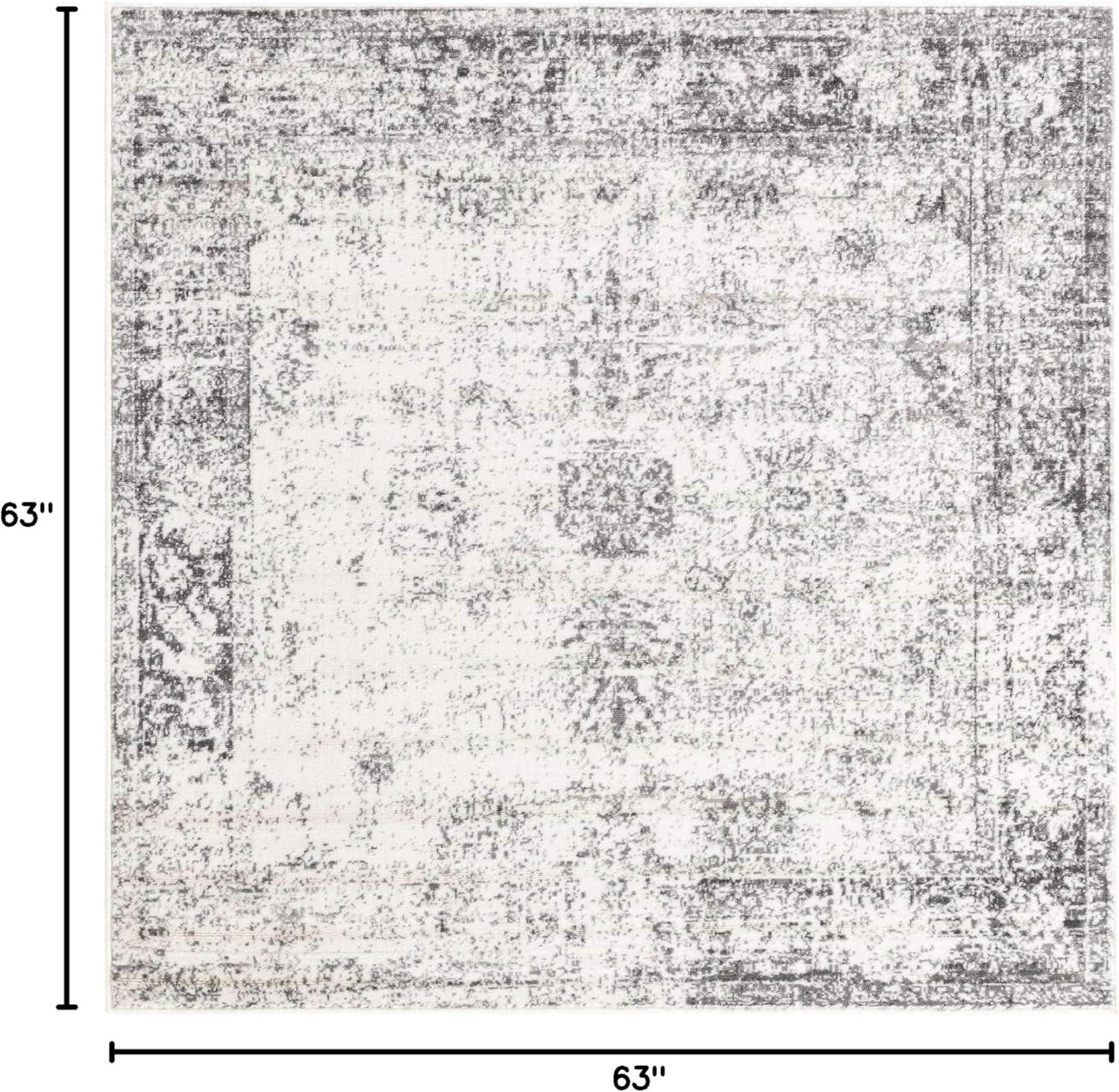 Unique Loom Sofia Collection Area Rug - Casino (5' 3" Square Gray/Beige)