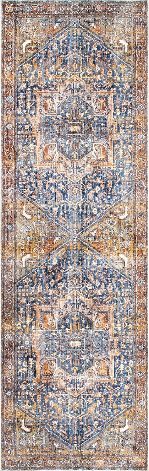 Nuloom Harriet Medallion 2x14 Runner Indoor Area Rug for Living Room Bedroom Dining Room Entryway Hallway Kitchen, Rust/Multicolor