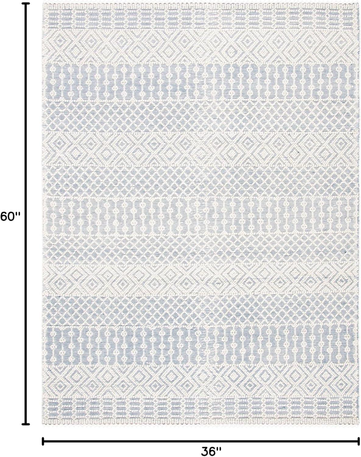 SAFAVIEH Natura Cordelia Southwestern Wool Area Rug, Ivory/Blue, 3' x 5'