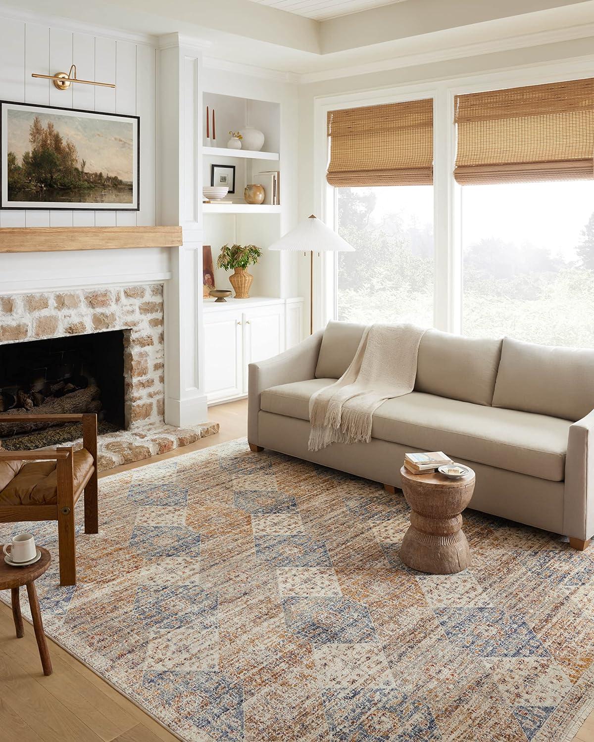 Loloi Rugs Sorrento Oriental Machine Made Power Loom Polyester Area Rug in Ivory