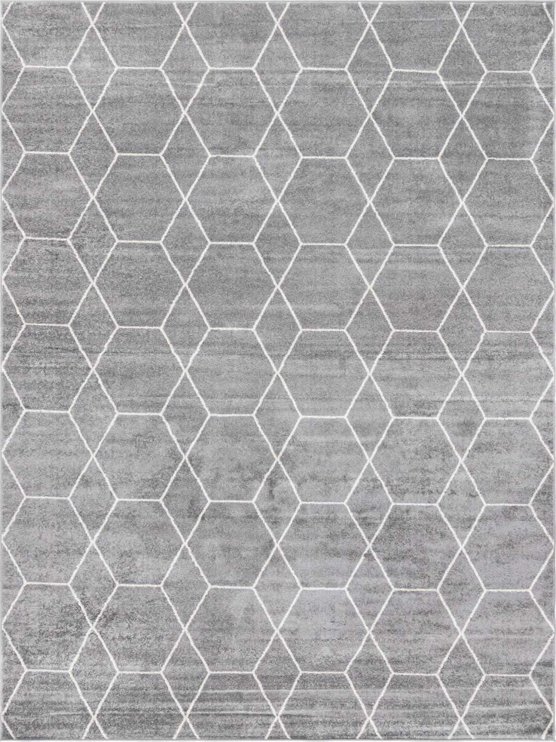 Unique Loom 10' 0 x 13' 0 Trellis Frieze Geometric Light Gray Area Rug