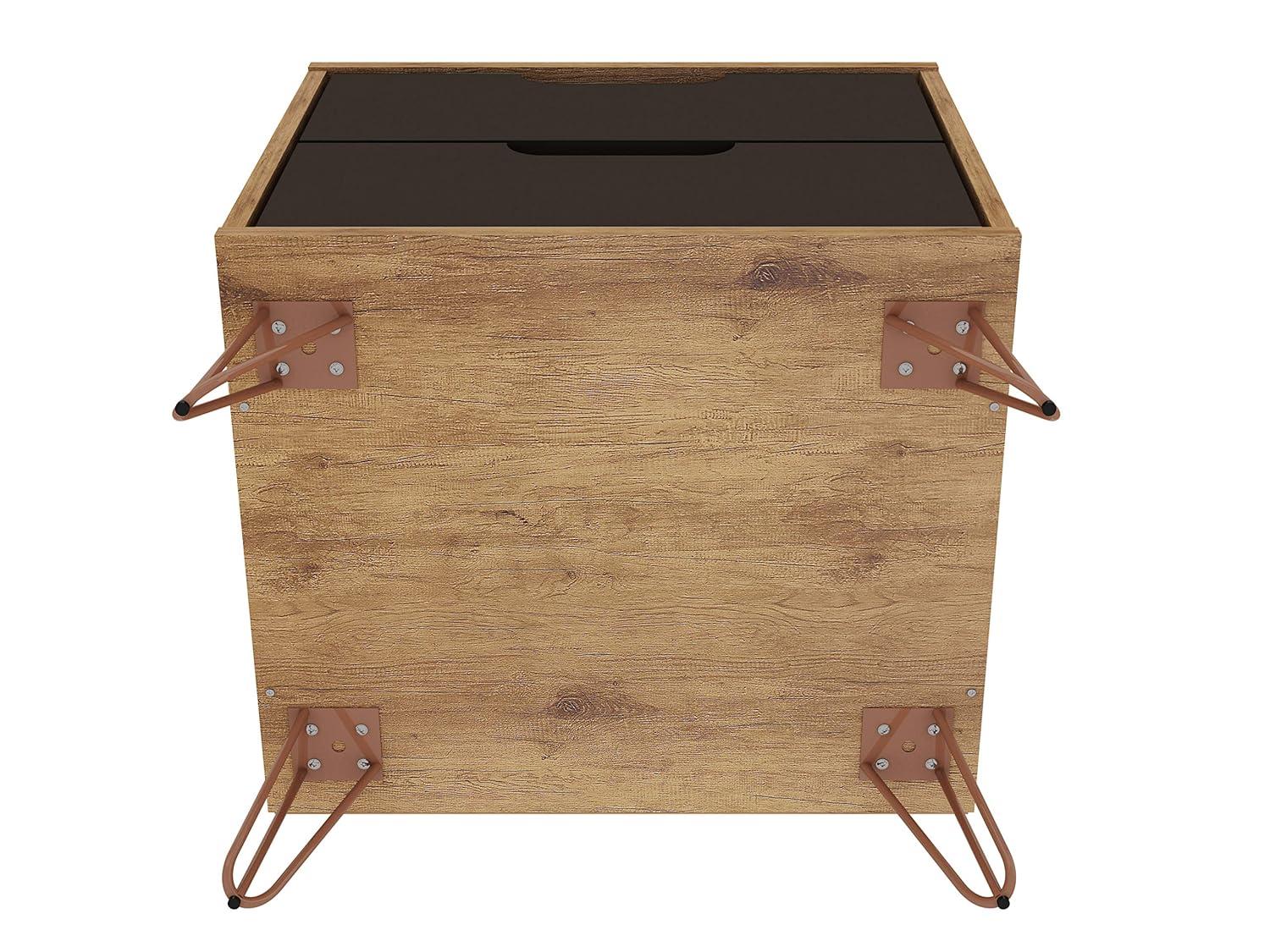 2.0 Rockefeller Nightstand Textured Gray - Manhattan Comfort: Modern Bedside Table, 2 Drawers, Metal Legs