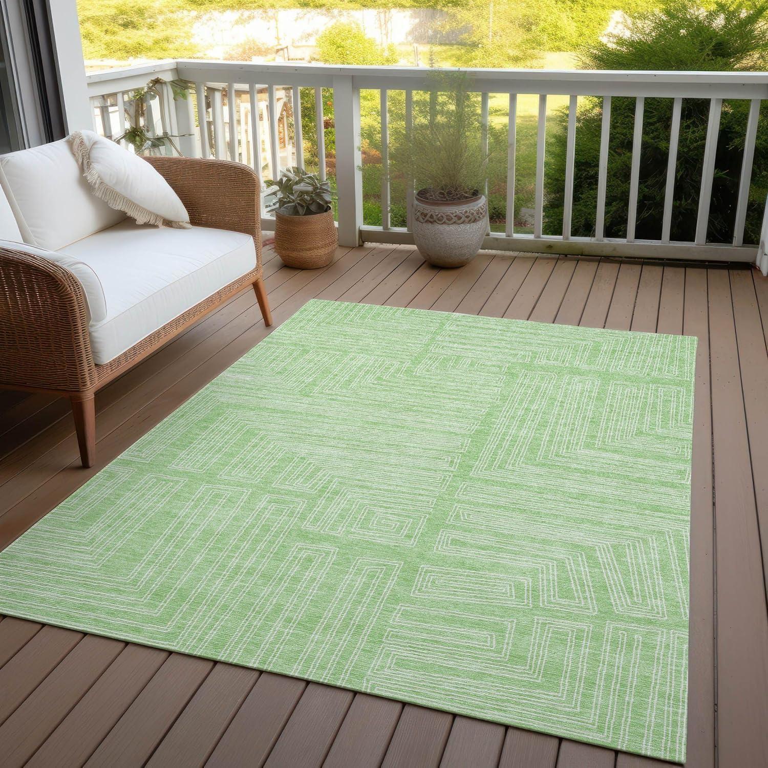 Addison Rugs Chantille Indoor/Outdoor Transitional Geometric, Abstract Mint Washable Rectangle Rug, 2'6" x 3'10"