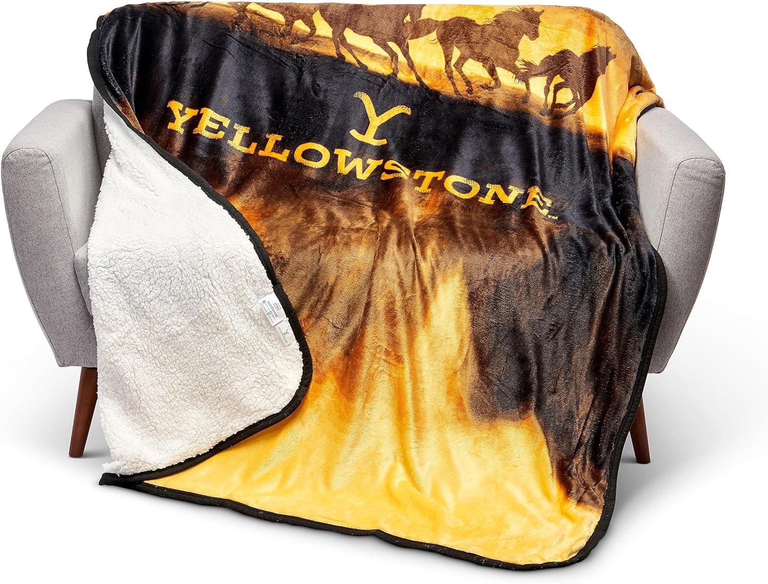 Yellowstone Wild Horses Silk Touch Sherpa Blanket Twin Size