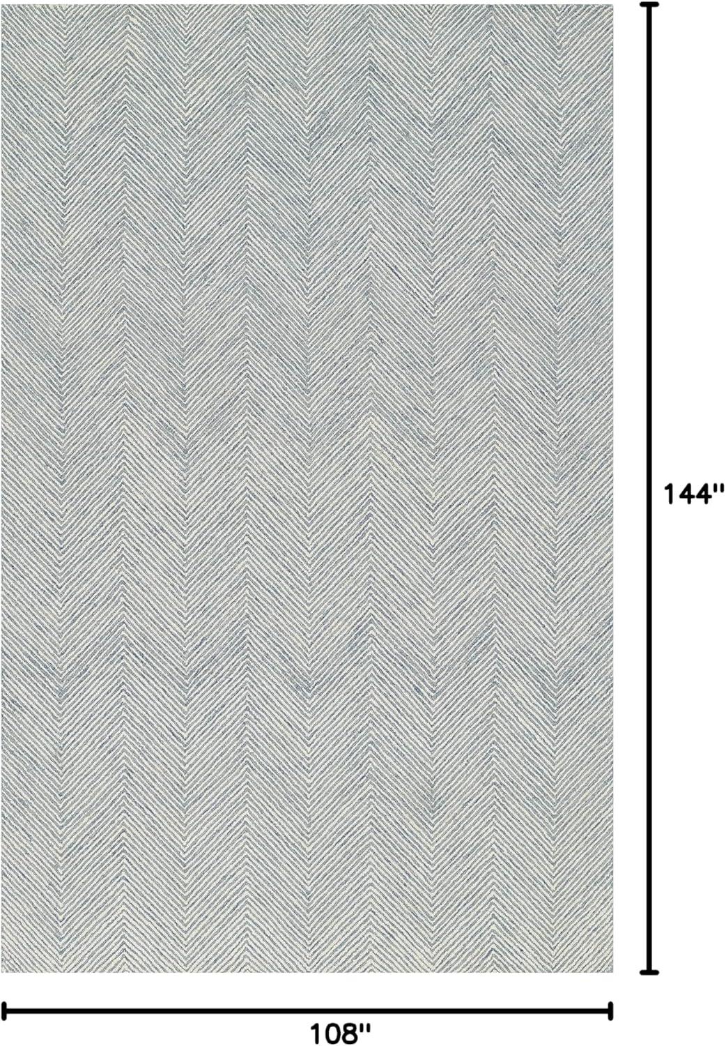 Momeni 9'x12' Charles Zig Zag Handtufted Area Rug Taupe: Wool, Low Pile, Indoor, Rectangle, Striped Pattern, Cotton & Latex Backing