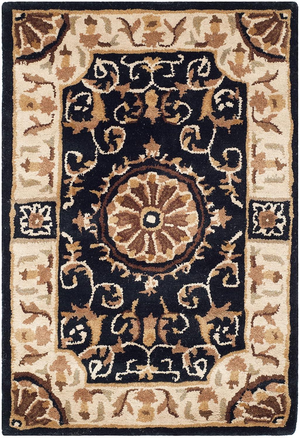 SAFAVIEH Empire Naira Oriental Wool Area Rug, Black/Ivory, 2' x 3'