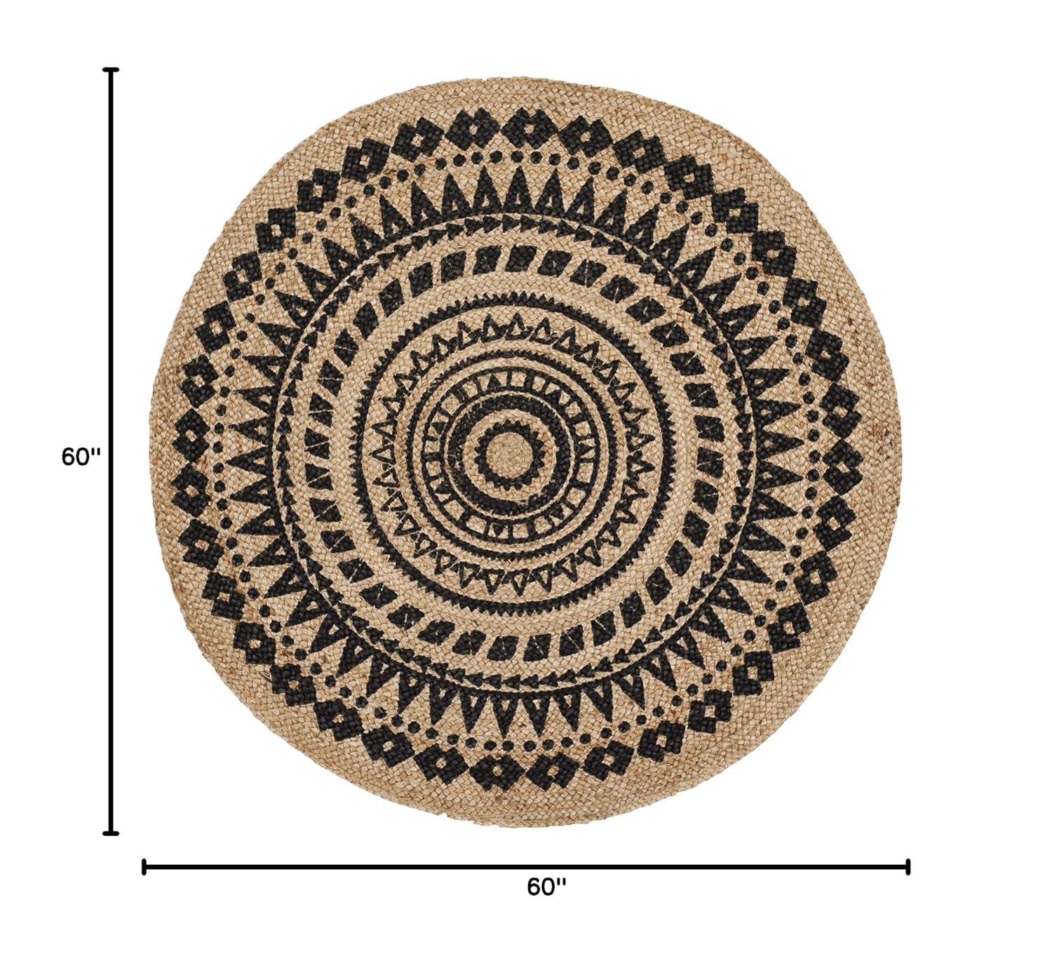 Natural Fiber NF802 Hand Woven Indoor Area Rug - Black/Natural - 5' Round - Safavieh