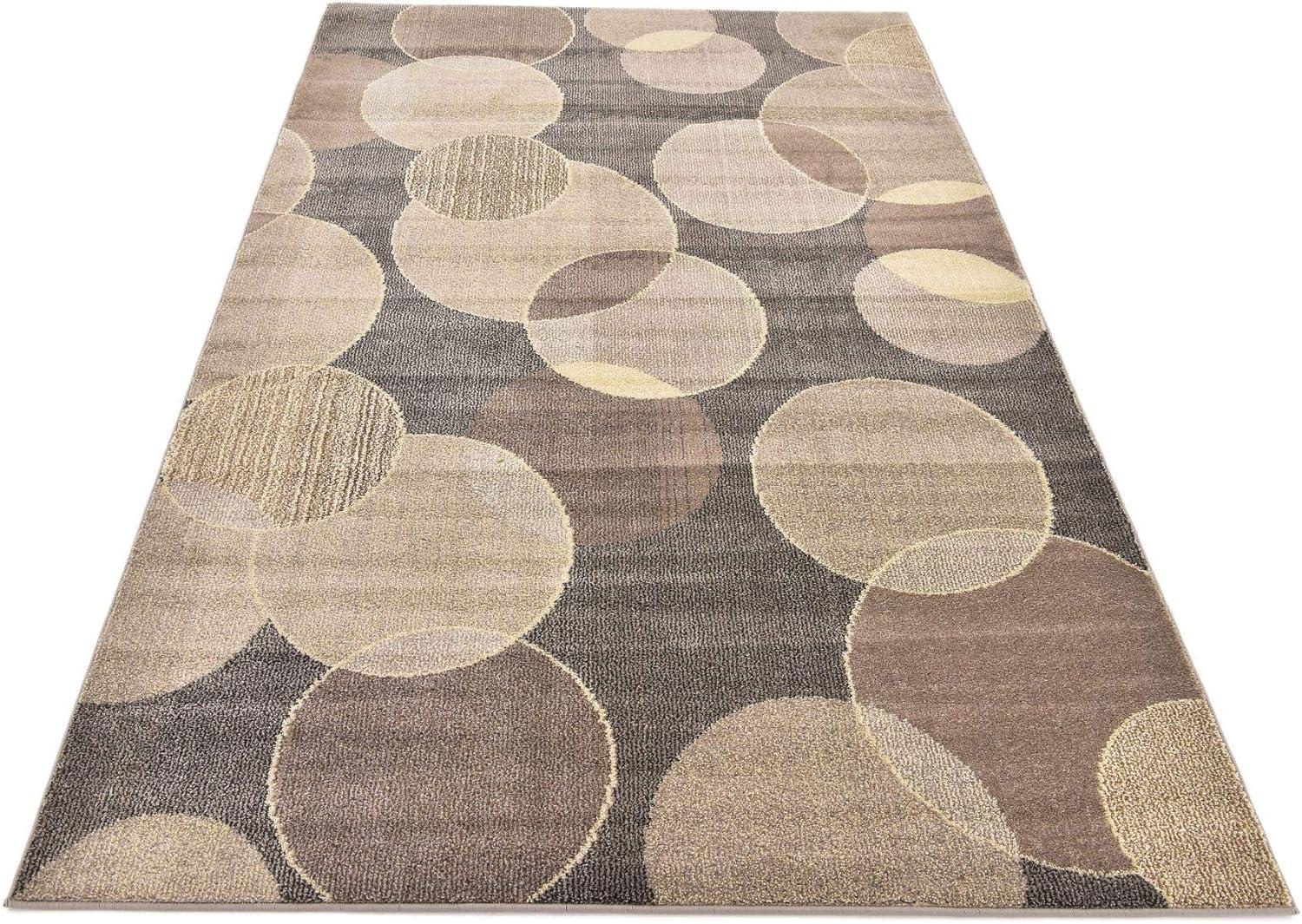 Unique Loom Chromatic Collection Modern Bokeh & Vibrant Abstract Area Rug for Any Home Décor, Rectangular 5' 0" x 8' 0", Gray/Beige