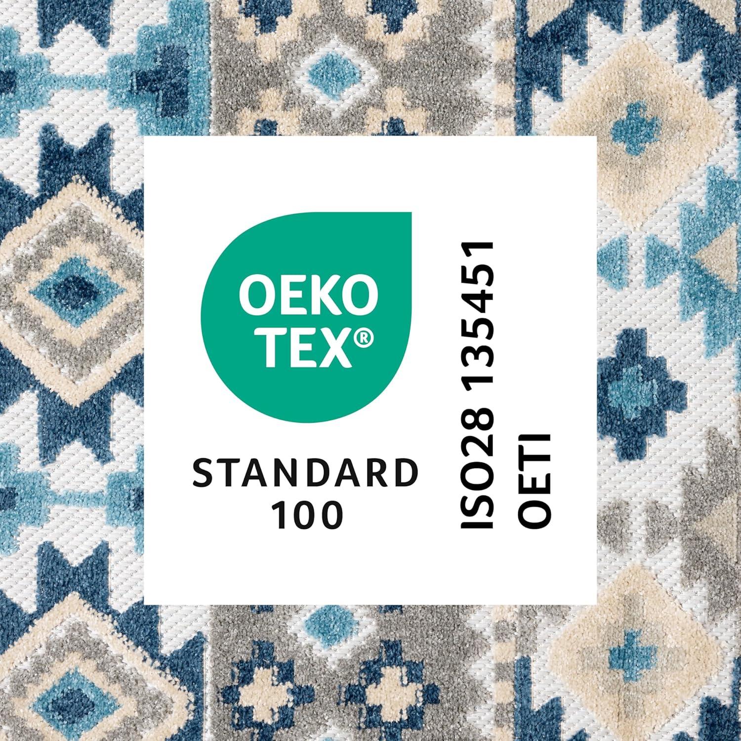 TOWN & COUNTRY EVERYDAY Dahlia Southwestern Stripe Outdoor Rug Blue Multi