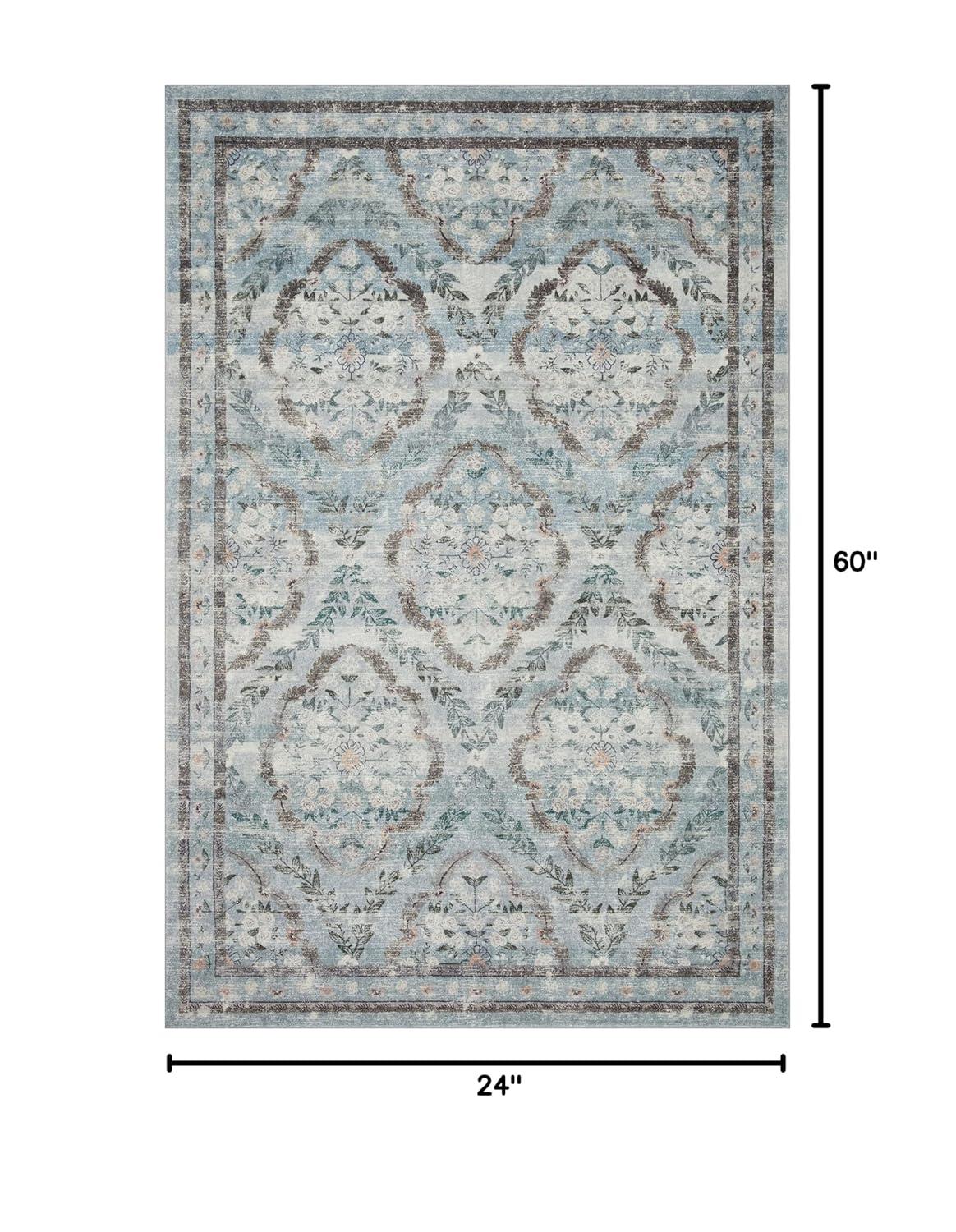 Rifle Paper Co. x Loloi Courtyard Blue Area Rug feat. CloudPile