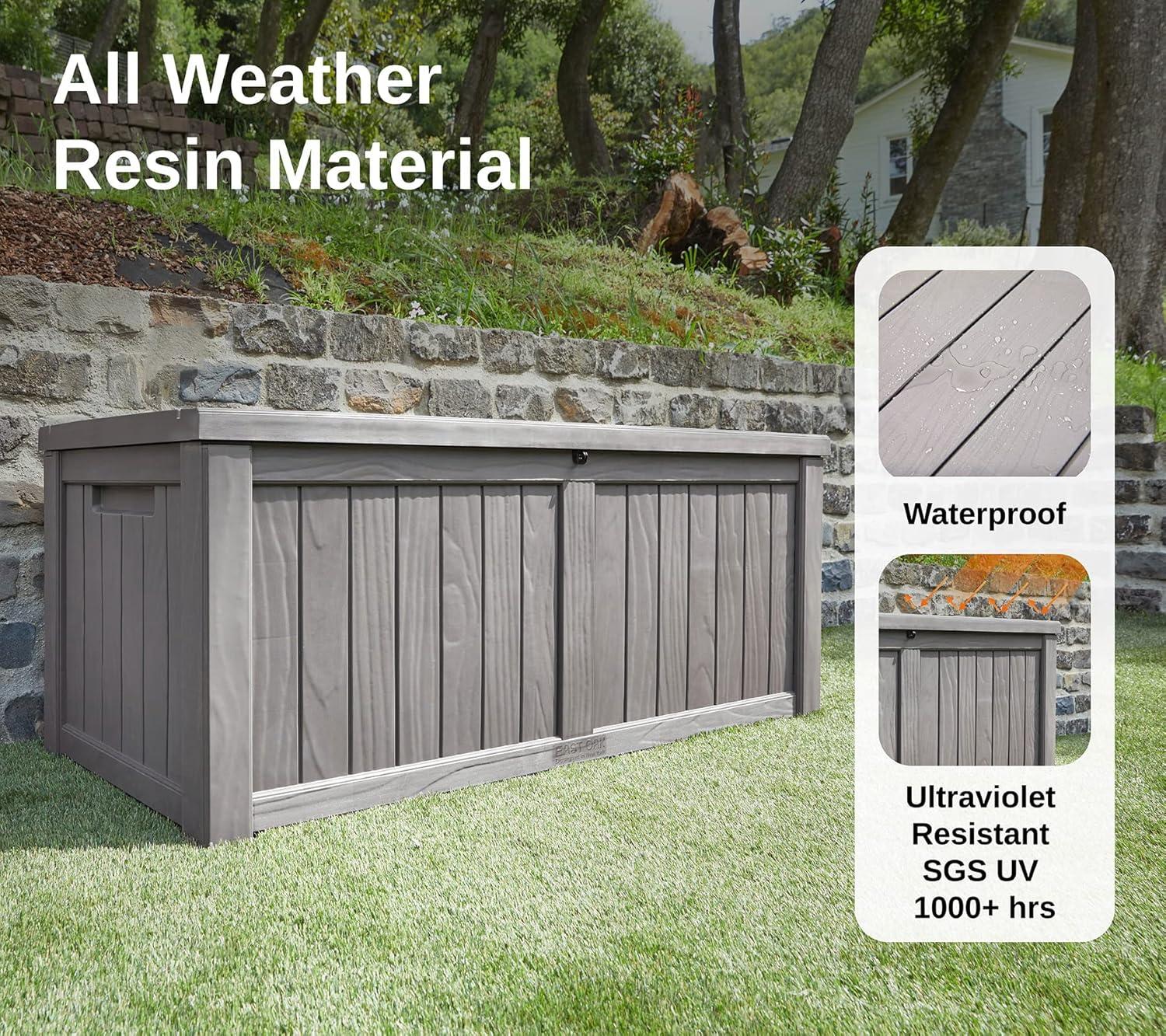 East Oak 120 gal Waterproof Resin Deck Box Gray