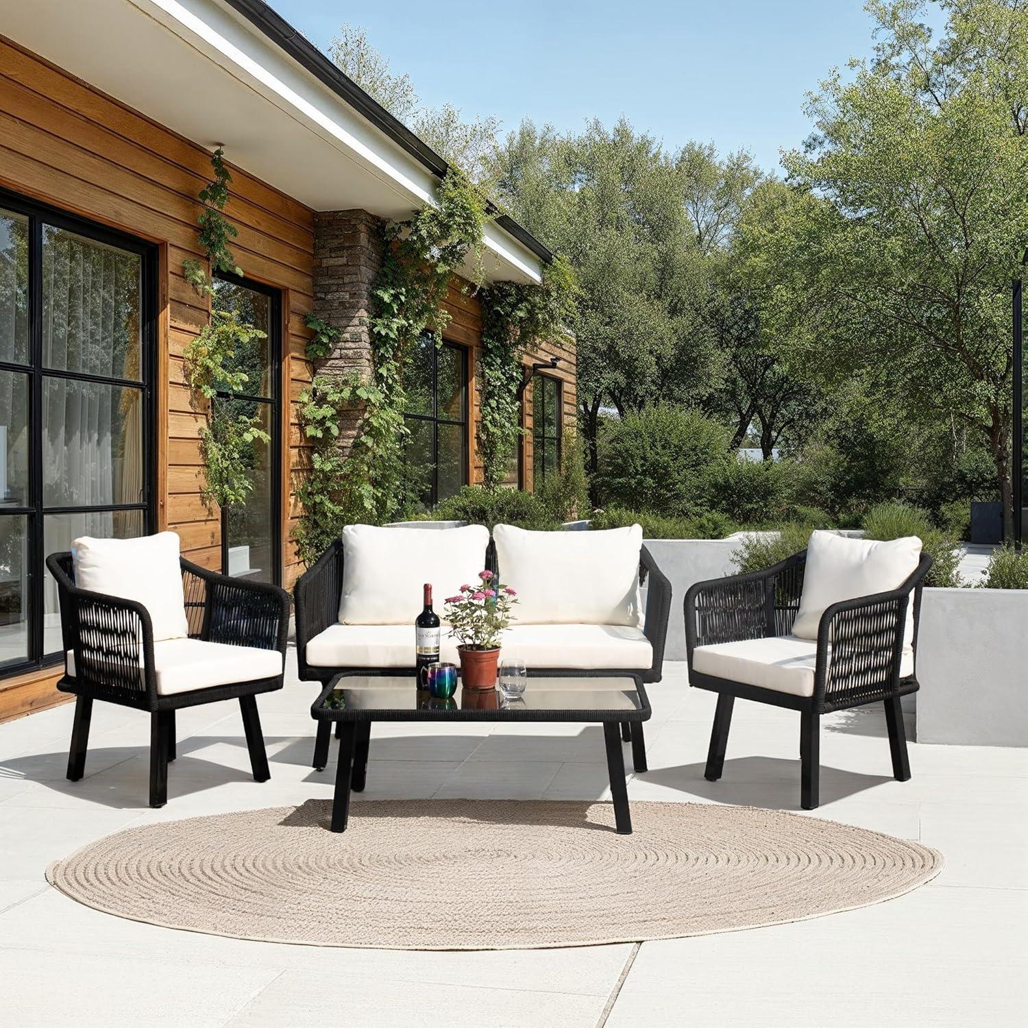 Highland Dunes Orme 4 - Person Patio Conversation Sets with Cushions