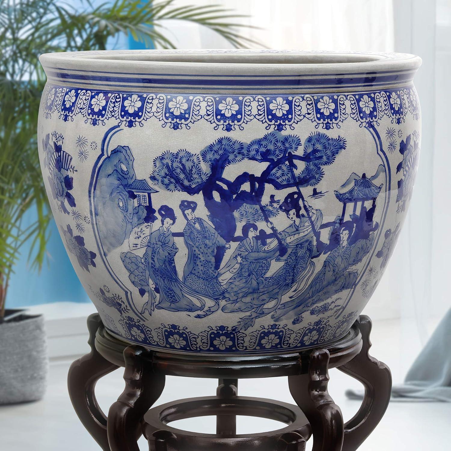 Large Blue and White Chinese Porcelain Pot Planter