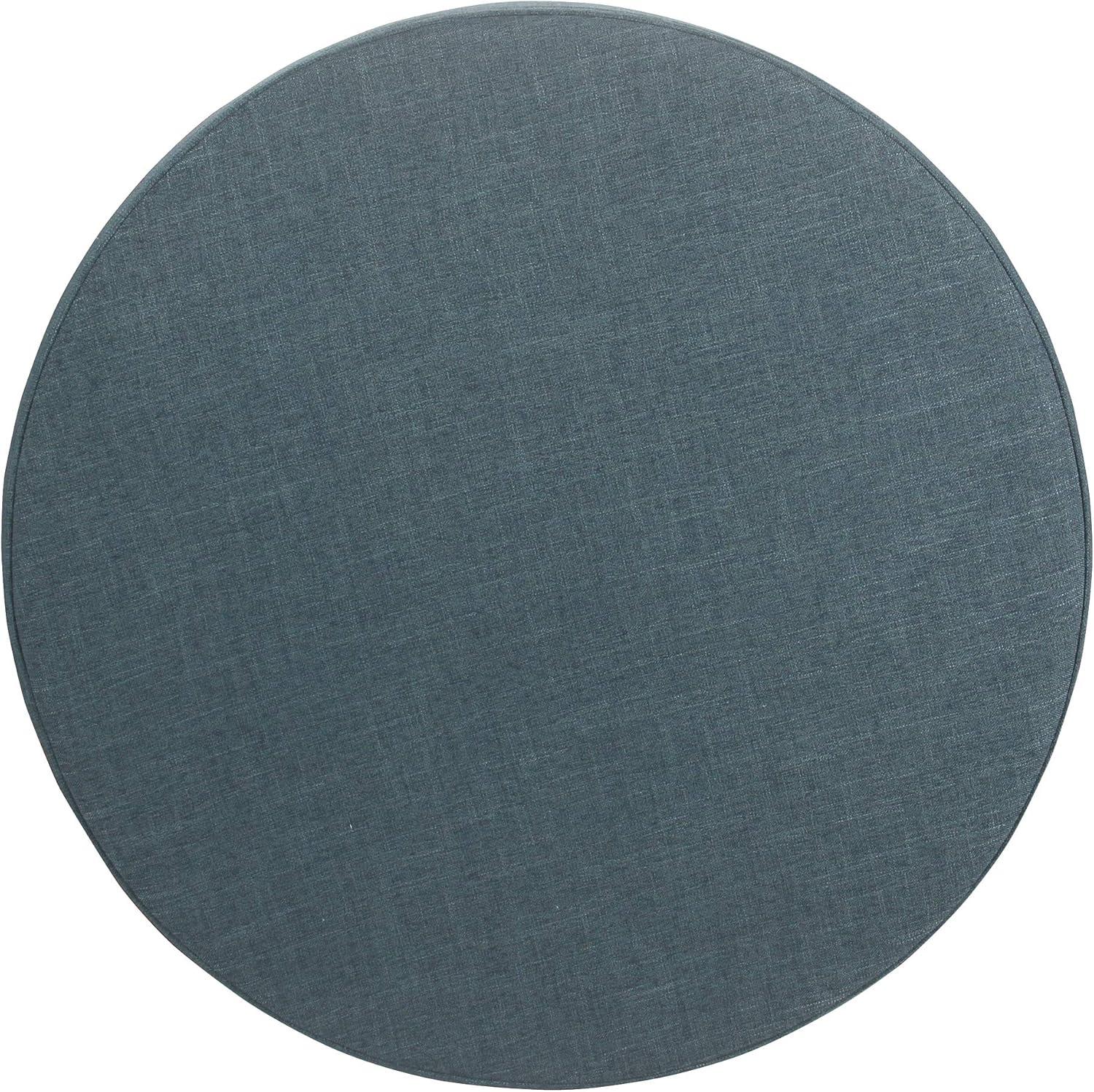 Round Storage Ottoman Teal - HomePop: Upholstered Footstool, Easy Lift Top, 250lb Capacity