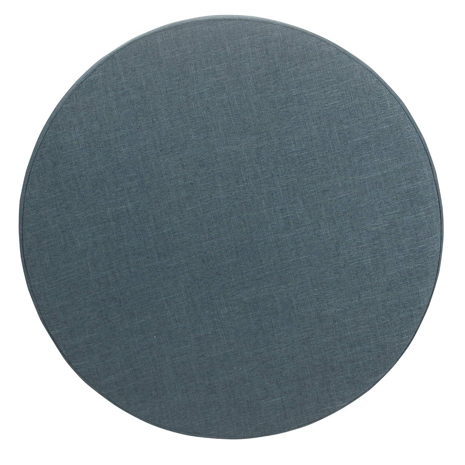 Round Storage Ottoman Teal - HomePop: Upholstered Footstool, Easy Lift Top, 250lb Capacity