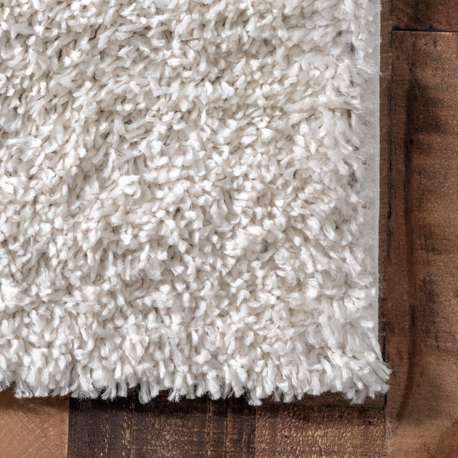 Nuloom Kara Solid 4x6 Shag Indoor Area Rug for Living Room Bedroom Dining Room Nursery, Ivory