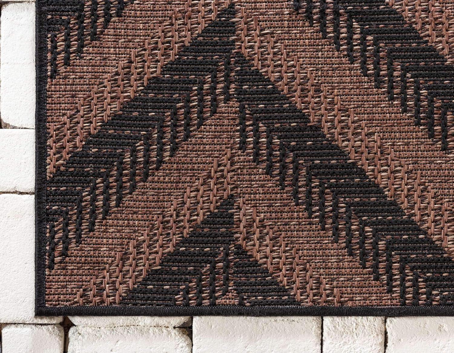 Reversible Brown Chevron Outdoor Runner Rug - Easy Care and Stain-resistant