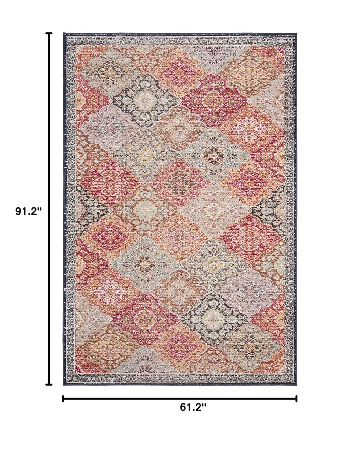 Montage MTG281 Power Loomed Indoor/Outdoor Area Rug - Red/Aqua - 5'1"x7'6" - Safavieh.