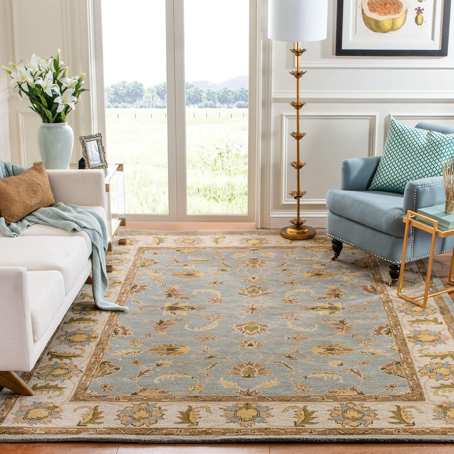 Heritage HG913 Hand Tufted Area Rug - Light Blue/Beige - 8'9"x11'9" - Safavieh.