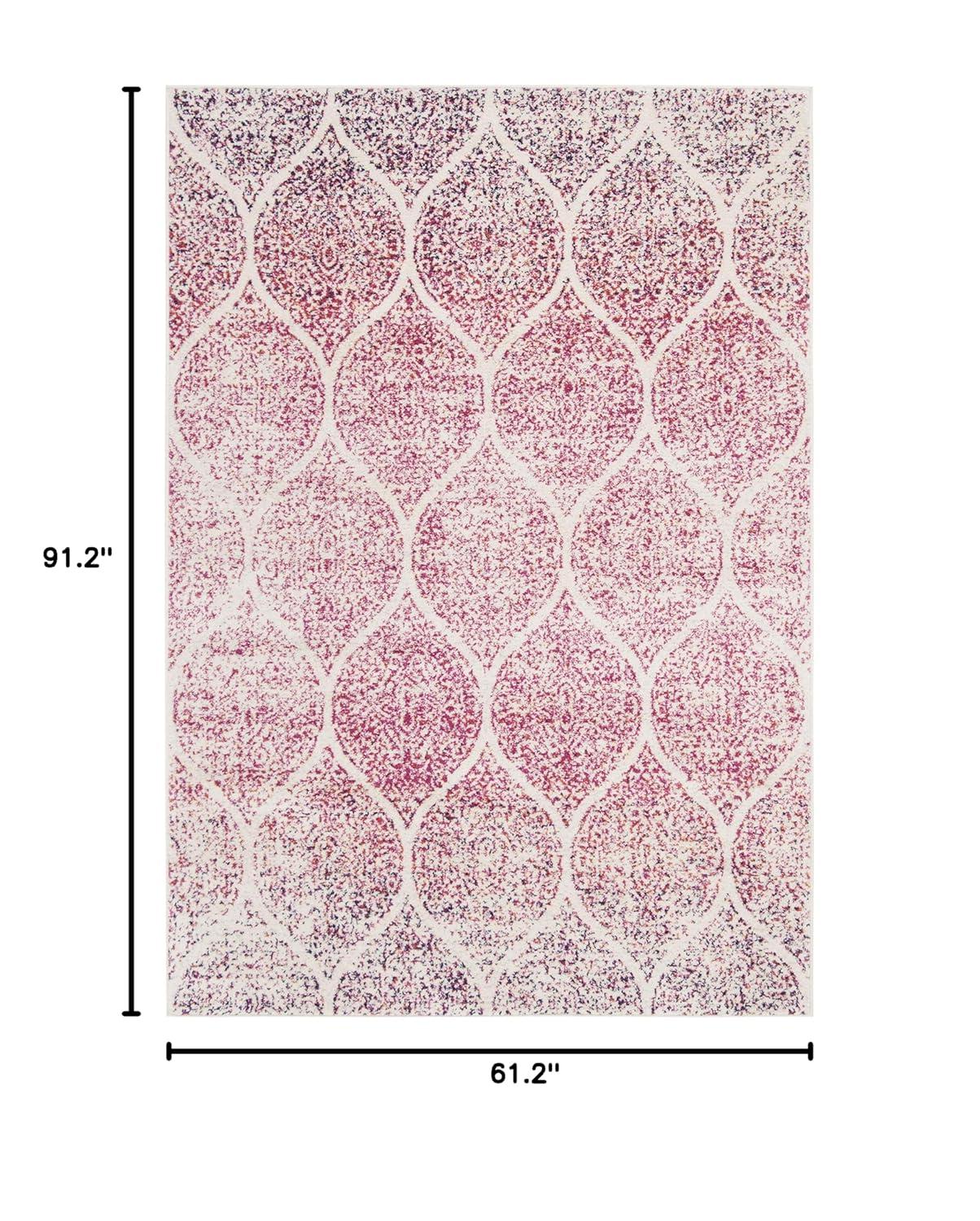 Madison MAD604 Power Loomed Indoor Area Rug - Cream/Fuchsia - 5'3"x7' - Safavieh