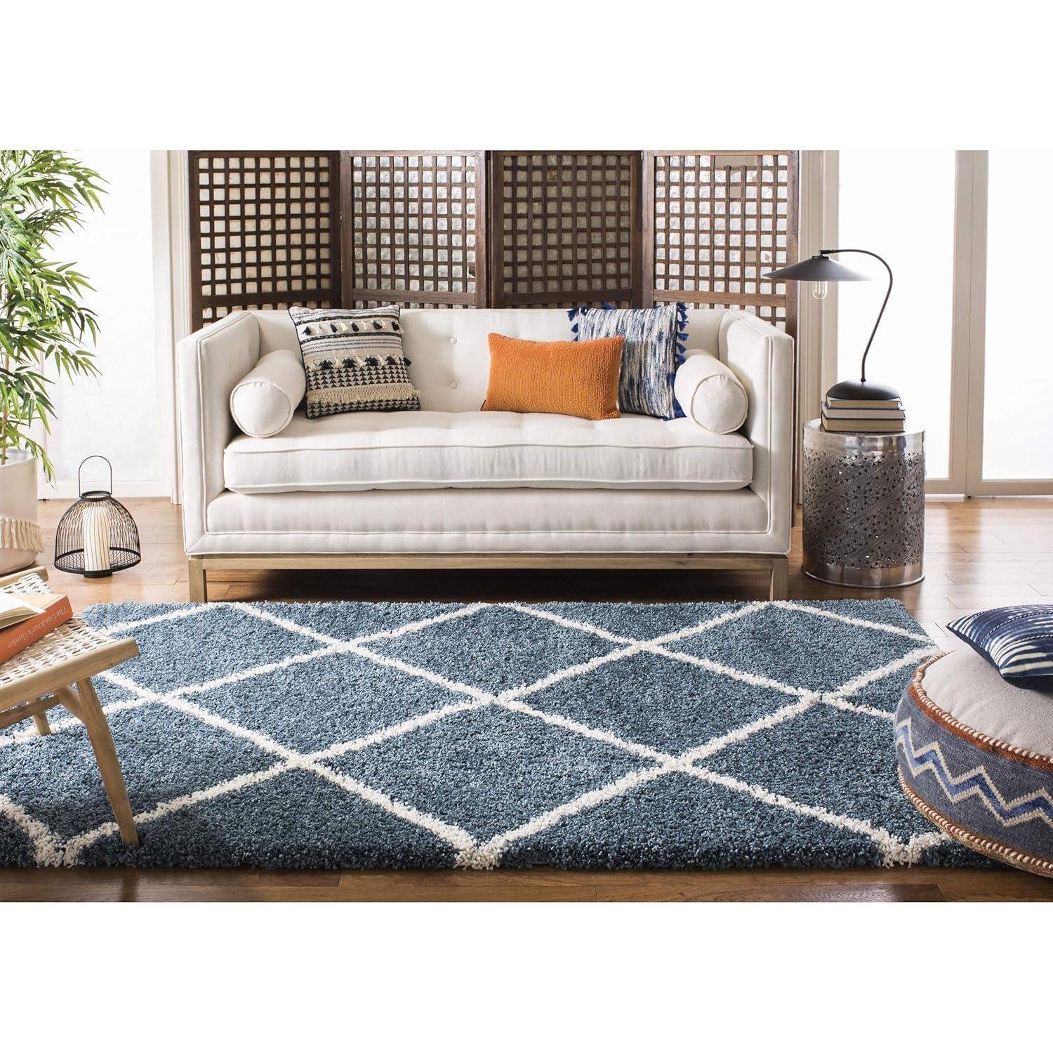 Hudson Shag SGH282 Power Loomed Indoor Area Rug - Slate Blue/Ivory - 4'x6' - Safavieh.