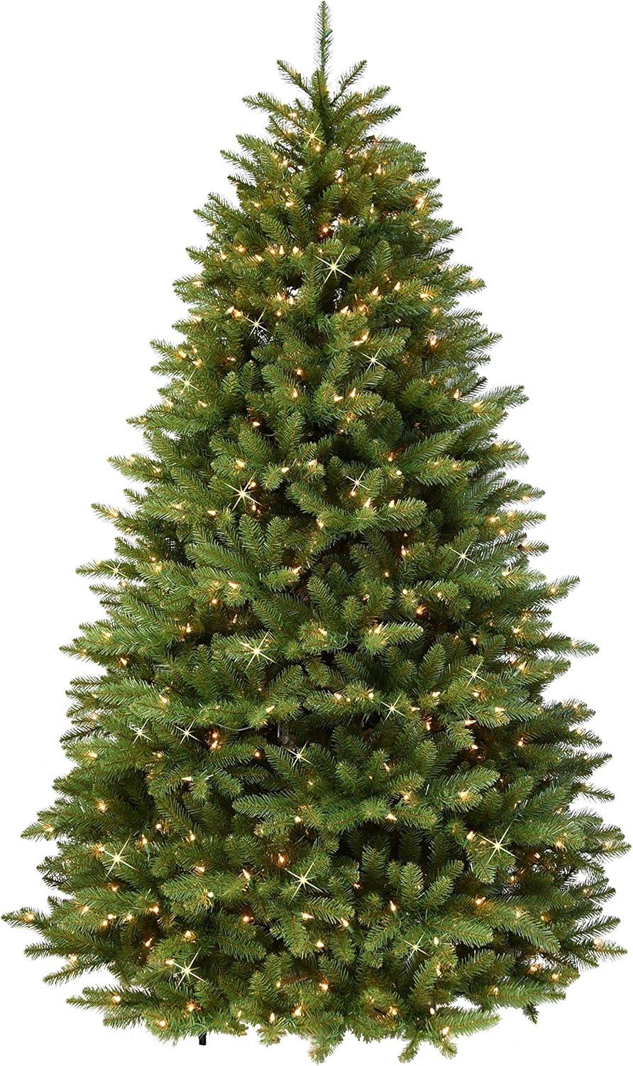 Puleo International 7.5' Pre-lit Fraser Fir Grand Tree w/ bottom row of branches near the floor Artificial Christmas Tree with 750 UL-Listed Clear Lights