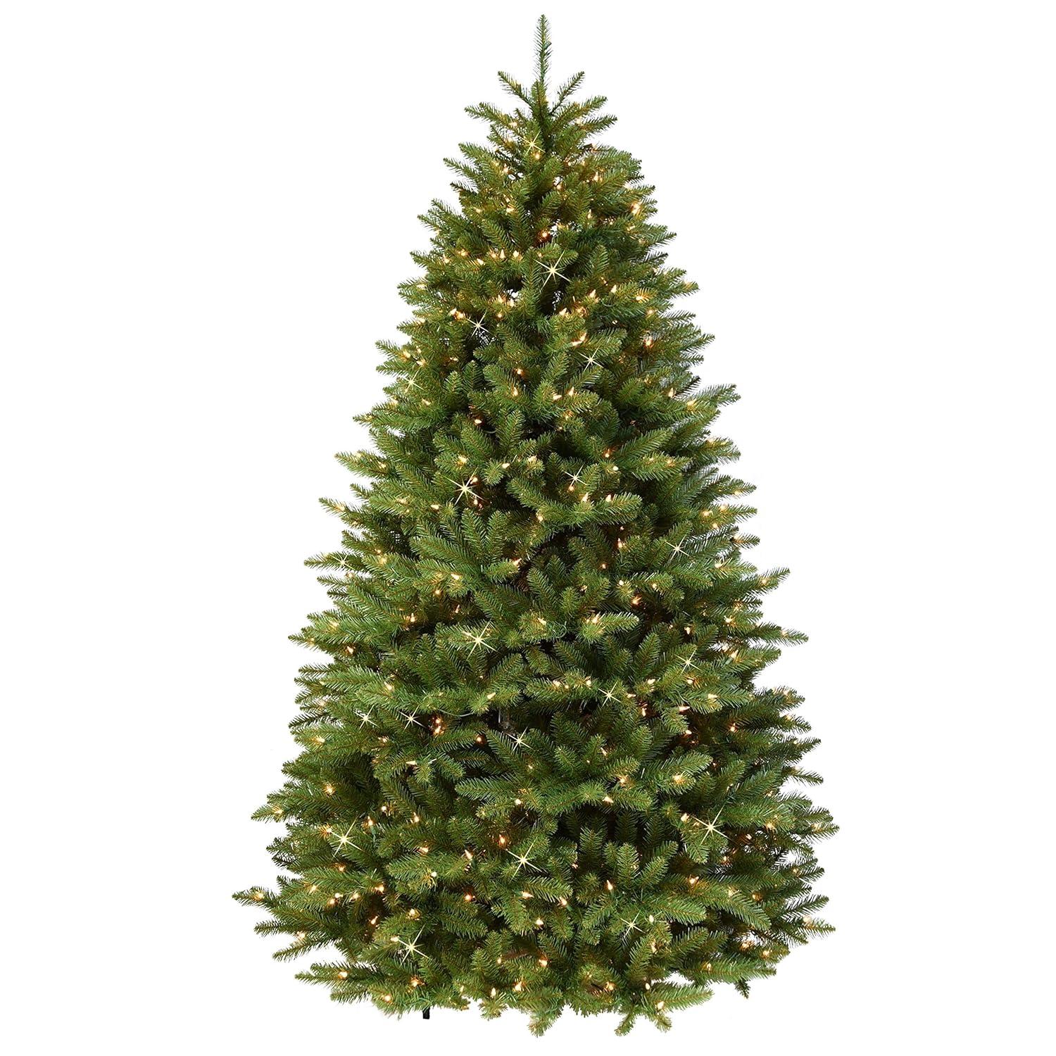 Puleo International 7.5' Pre-lit Fraser Fir Grand Tree w/ bottom row of branches near the floor Artificial Christmas Tree with 750 UL-Listed Clear Lights