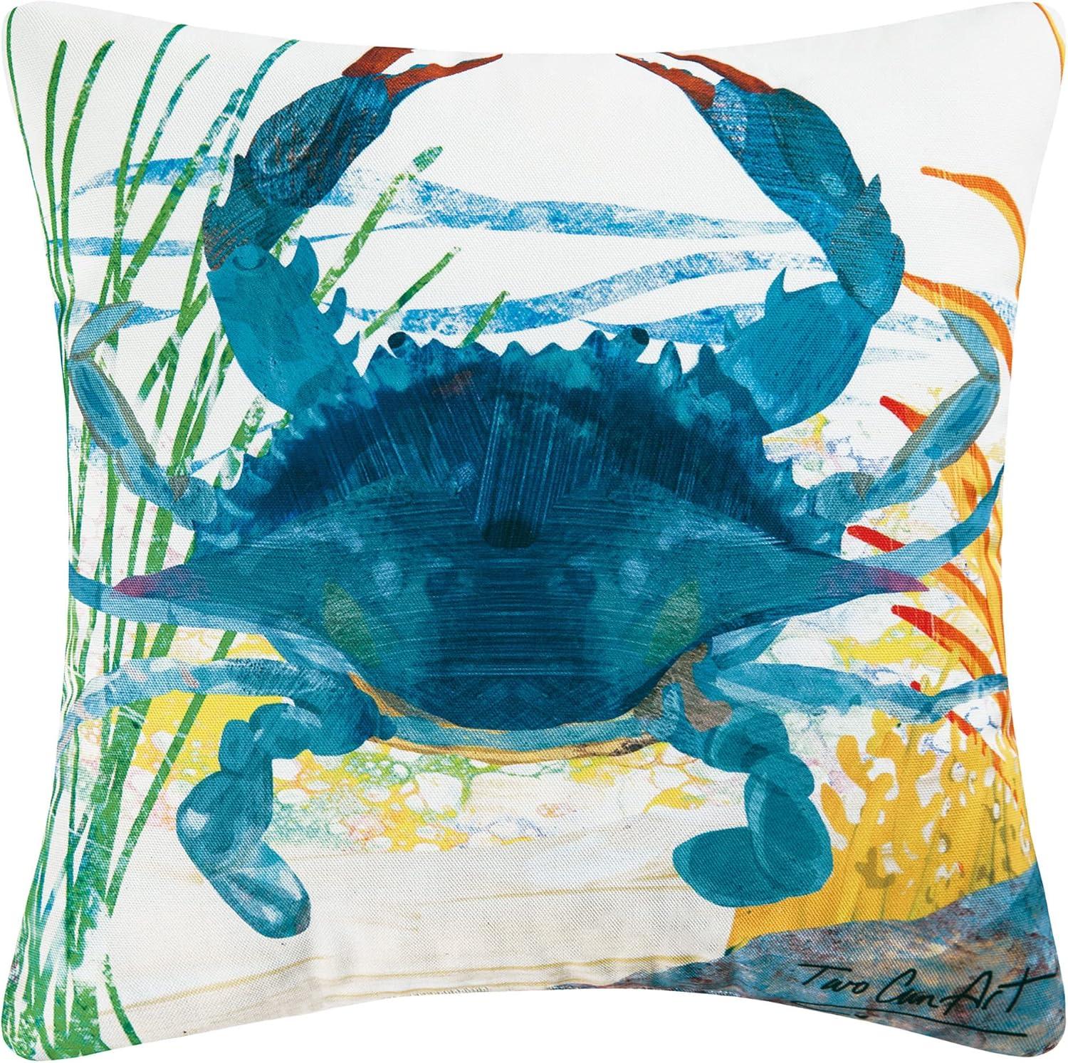 Blue Crab Coastal Indoor/Outdoor Decorative Throw Pillow