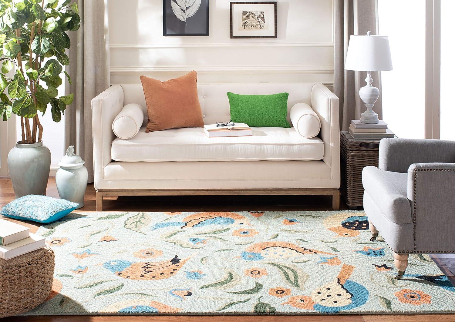 Blossom BLM676 Hand Hooked Area Rug - Sage/Multi - 8'9"x12' - Safavieh.