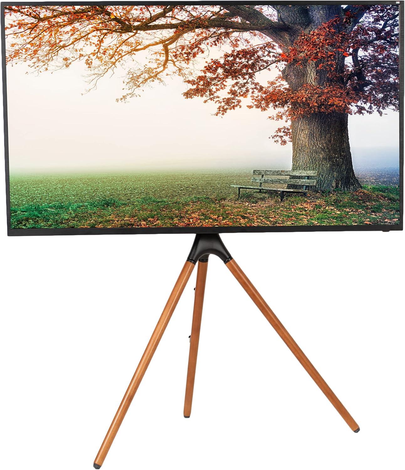 Vivo Artistic Easel Electronic Stand for up to 65" TV, Wooden, Dark Walnut