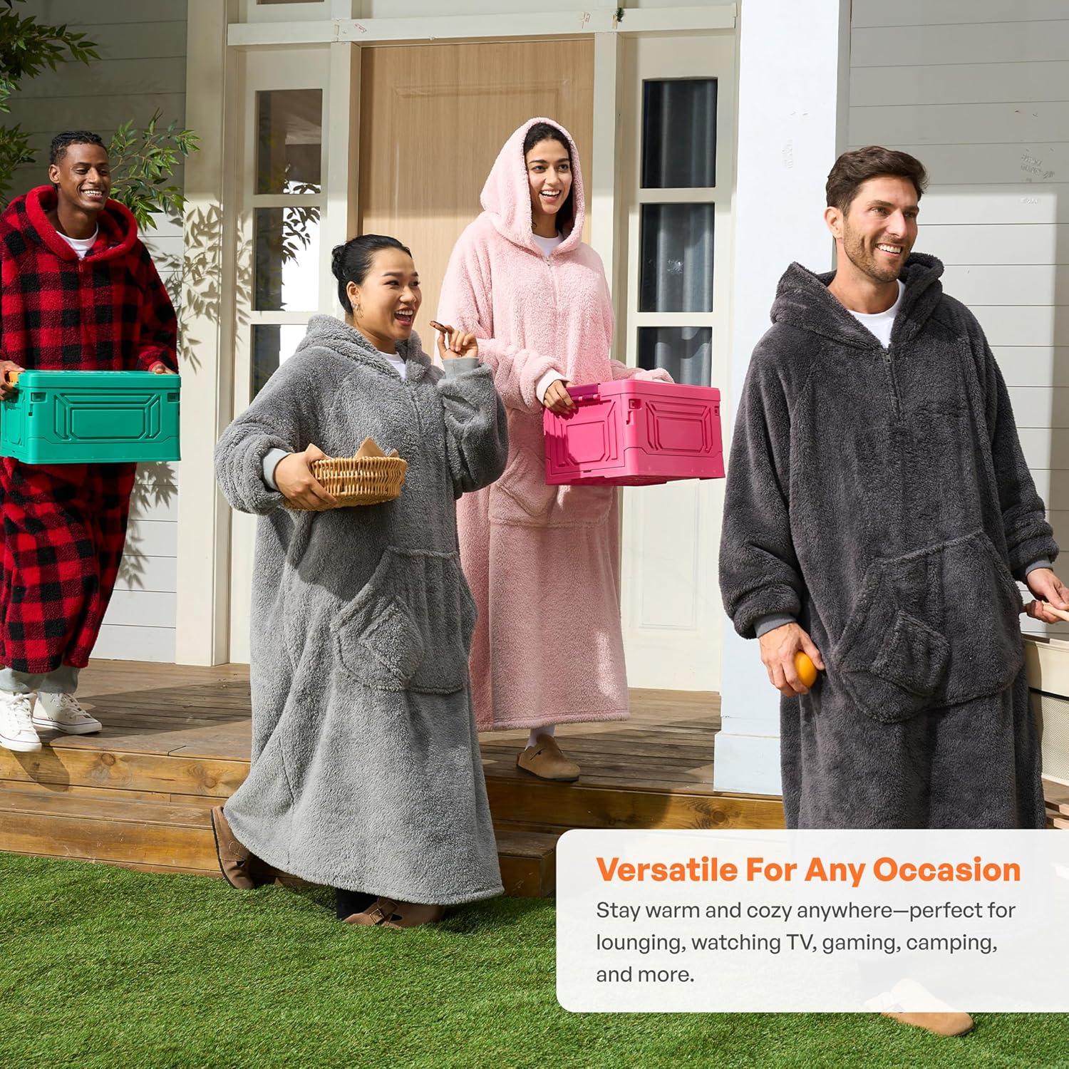 Bedsure Bedsure Wearable Blanket Hoodie Gifts For Women - Cozy Sherpa Hoodie Blanket For Adult Men, Warm Hooded Blanket Sweatshirt