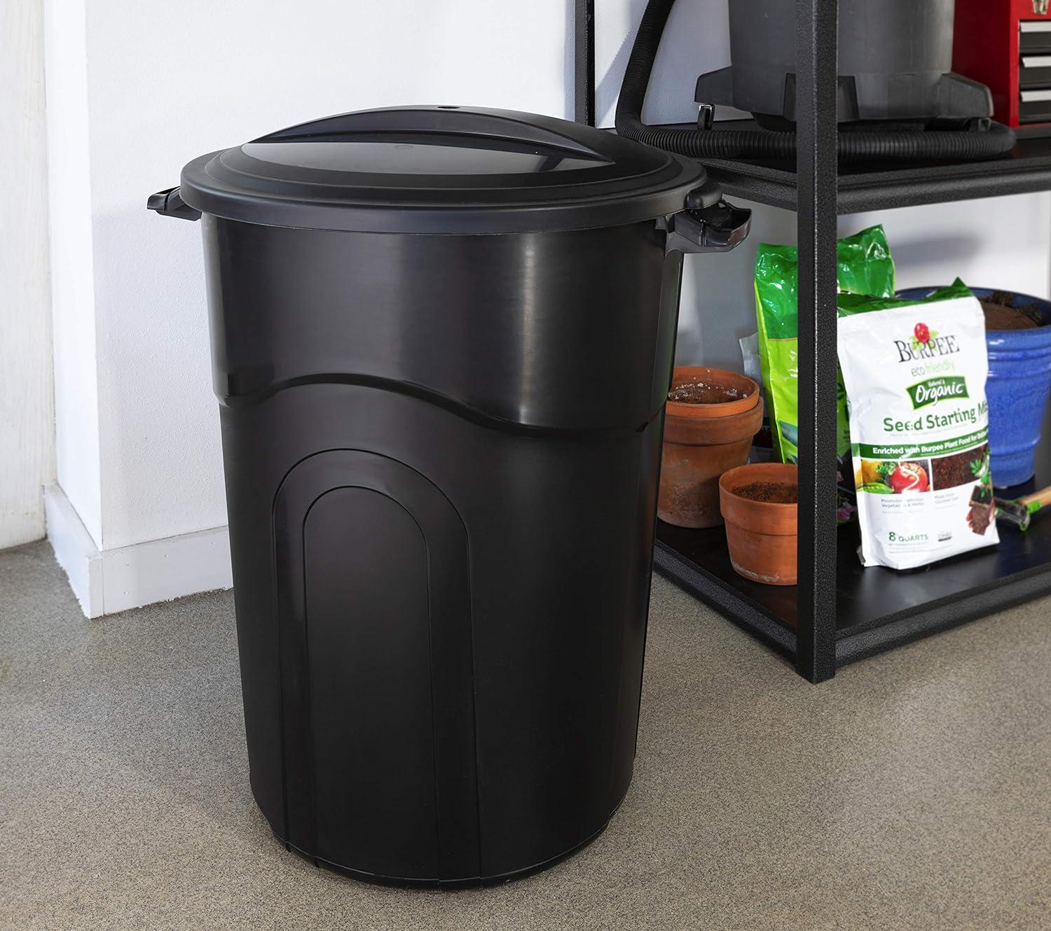 United Solutions Outdoor Garbage Can, 2 Pack, Black, Sturdy Construction