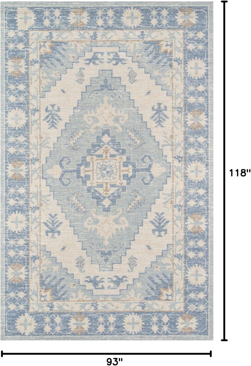 Momeni 7'9"x9'10" Anatolia Jaz Medallion Machine Loomed Area Rug Blue: Classic Pattern, Wool & Nylon, Low Pile
