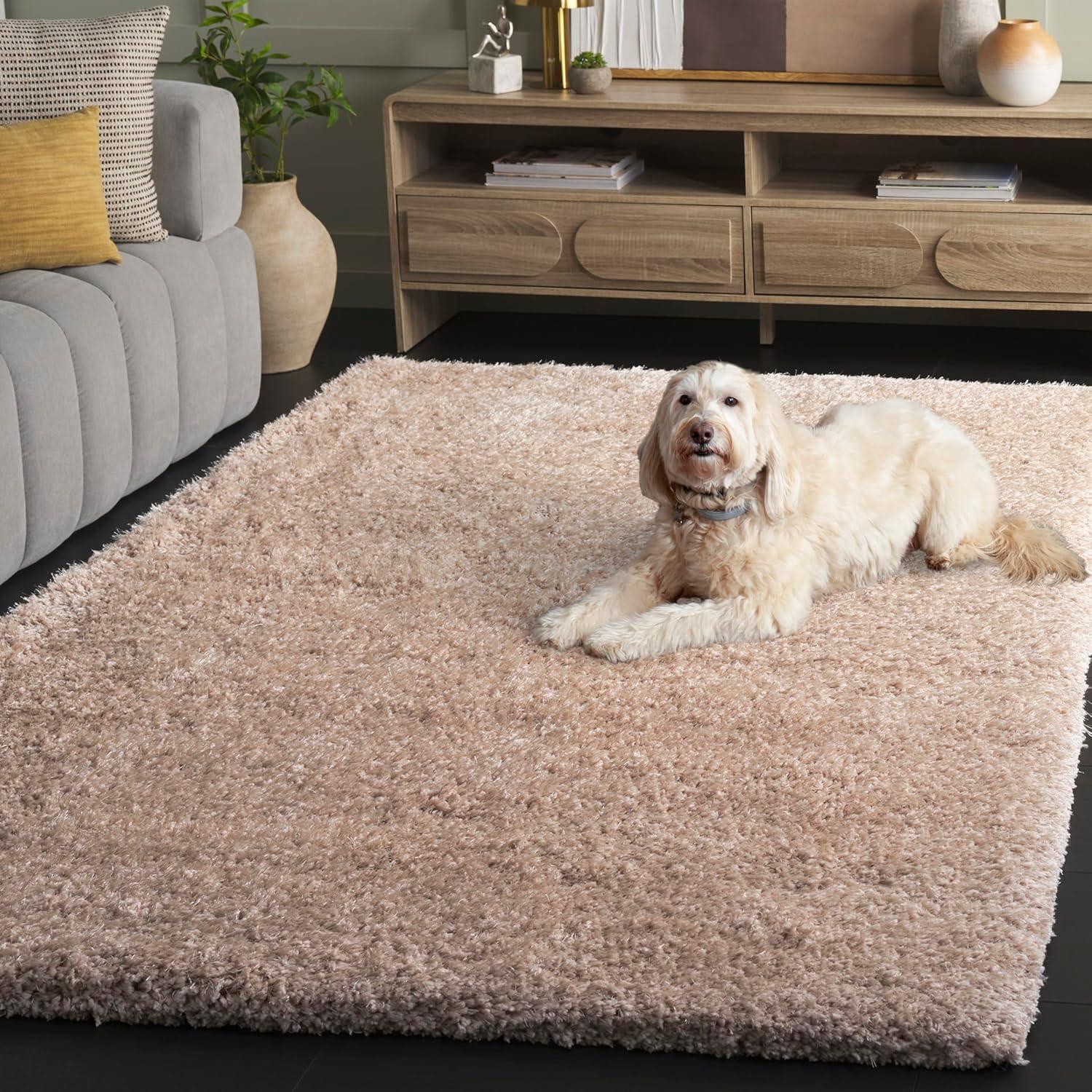 Express Shag SGE620 Hand Tufted Indoor Area Rug - Beige - 5'x8' - Safavieh