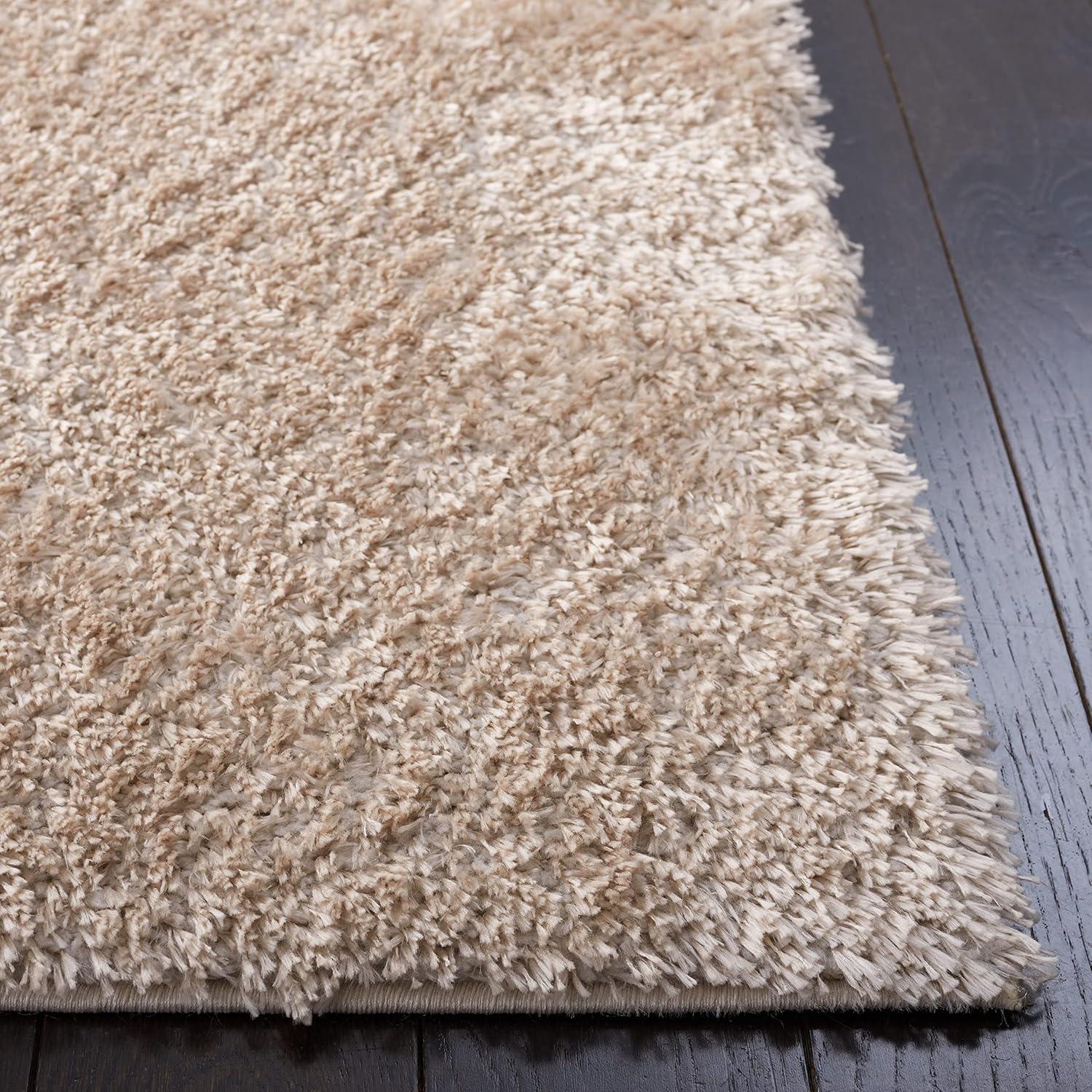 Beige 4' x 6' Rectangular Reversible Shag Rug