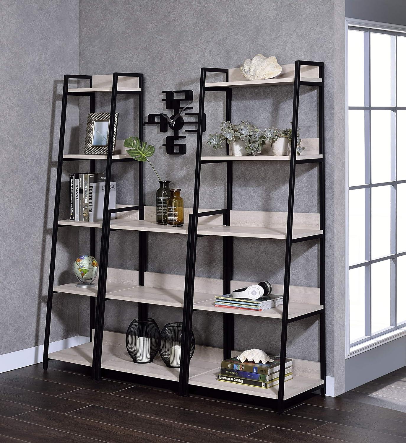 ACME Wendral 3-Tier Bookshelf in Natural and Black