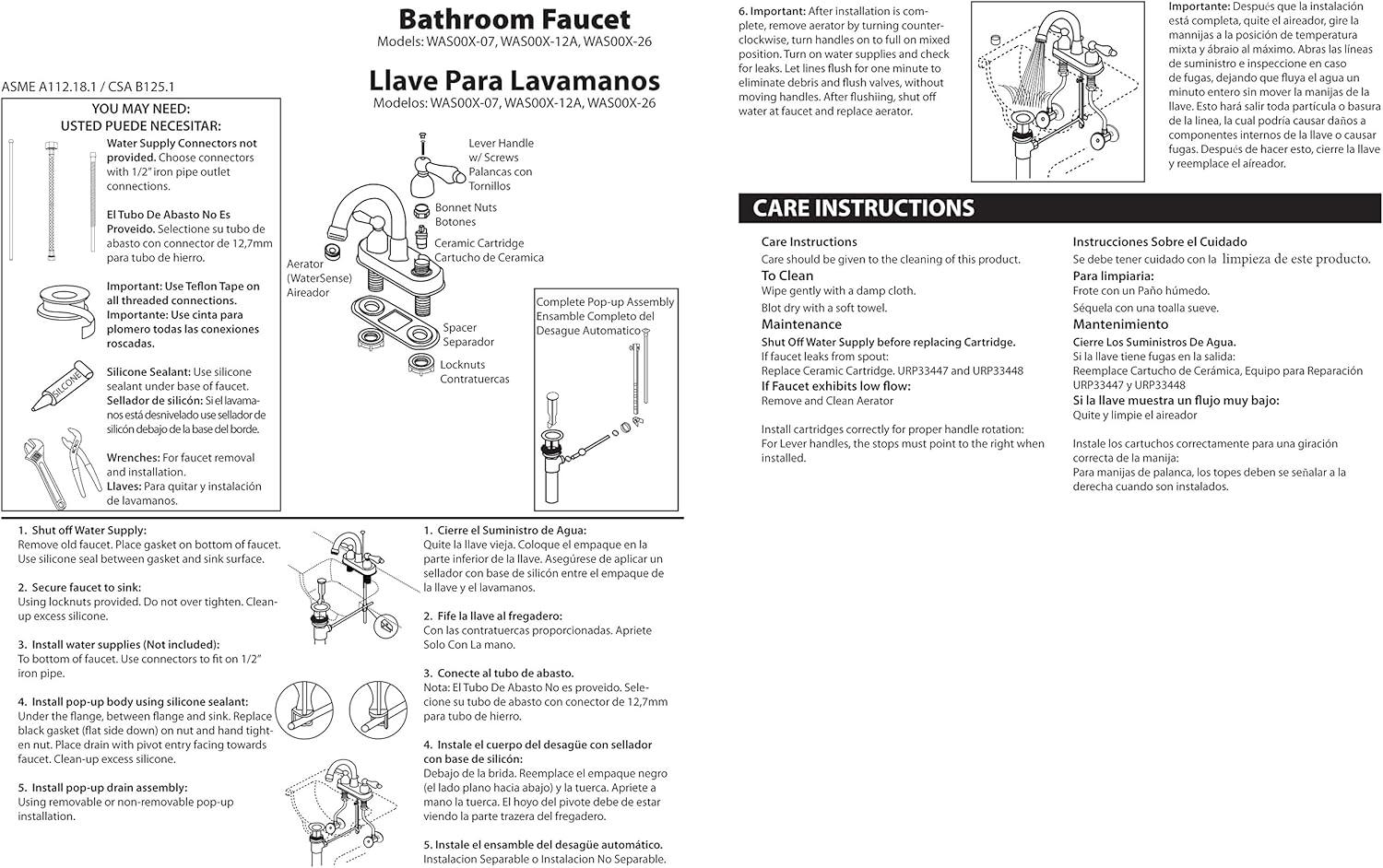 2-Handle Hi-Ar Spout Centerset Bathroom Faucet