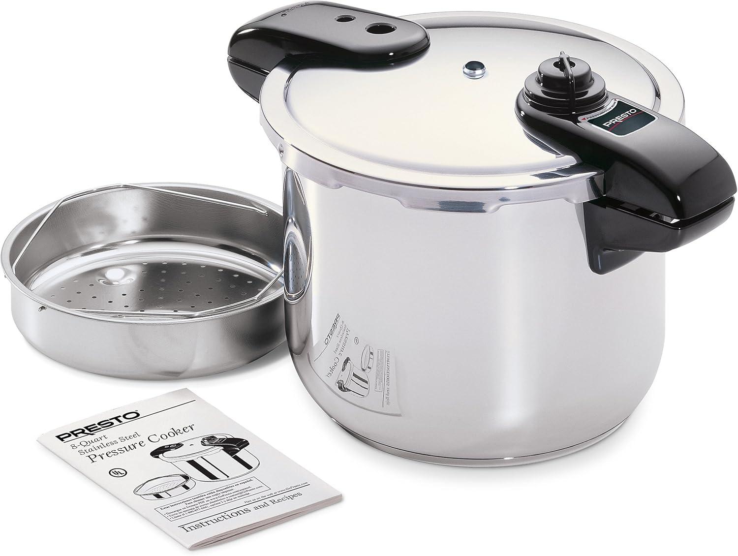 PRESTO 8 qt Stainless Steel Stovetop Quart Pressure Cooker