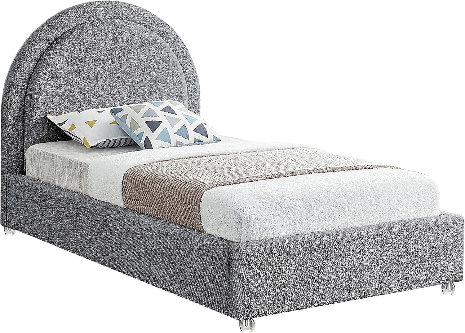 Meridian Furniture Milo Grey Fabric Twin Bed