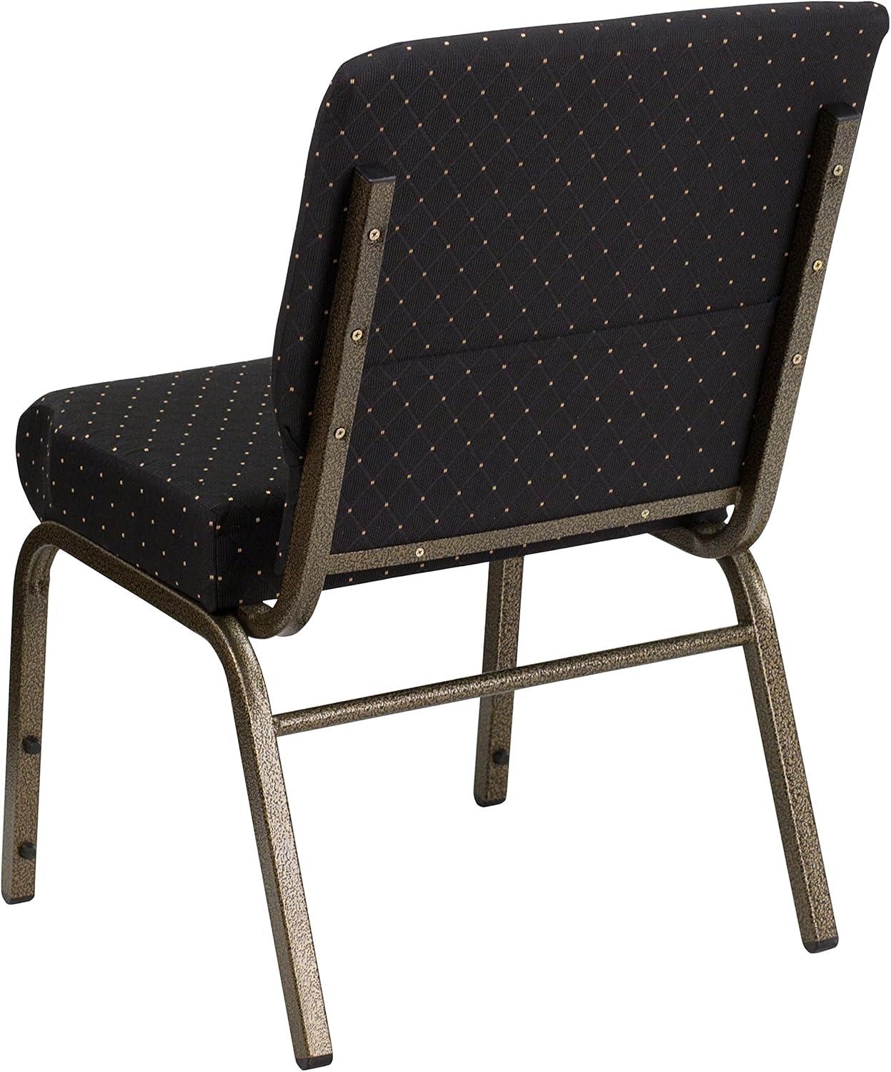 Flash Furniture HERCULES Series Fabric Church Stacking Chair Black Dot Patterned/Gold Vein Frame 4