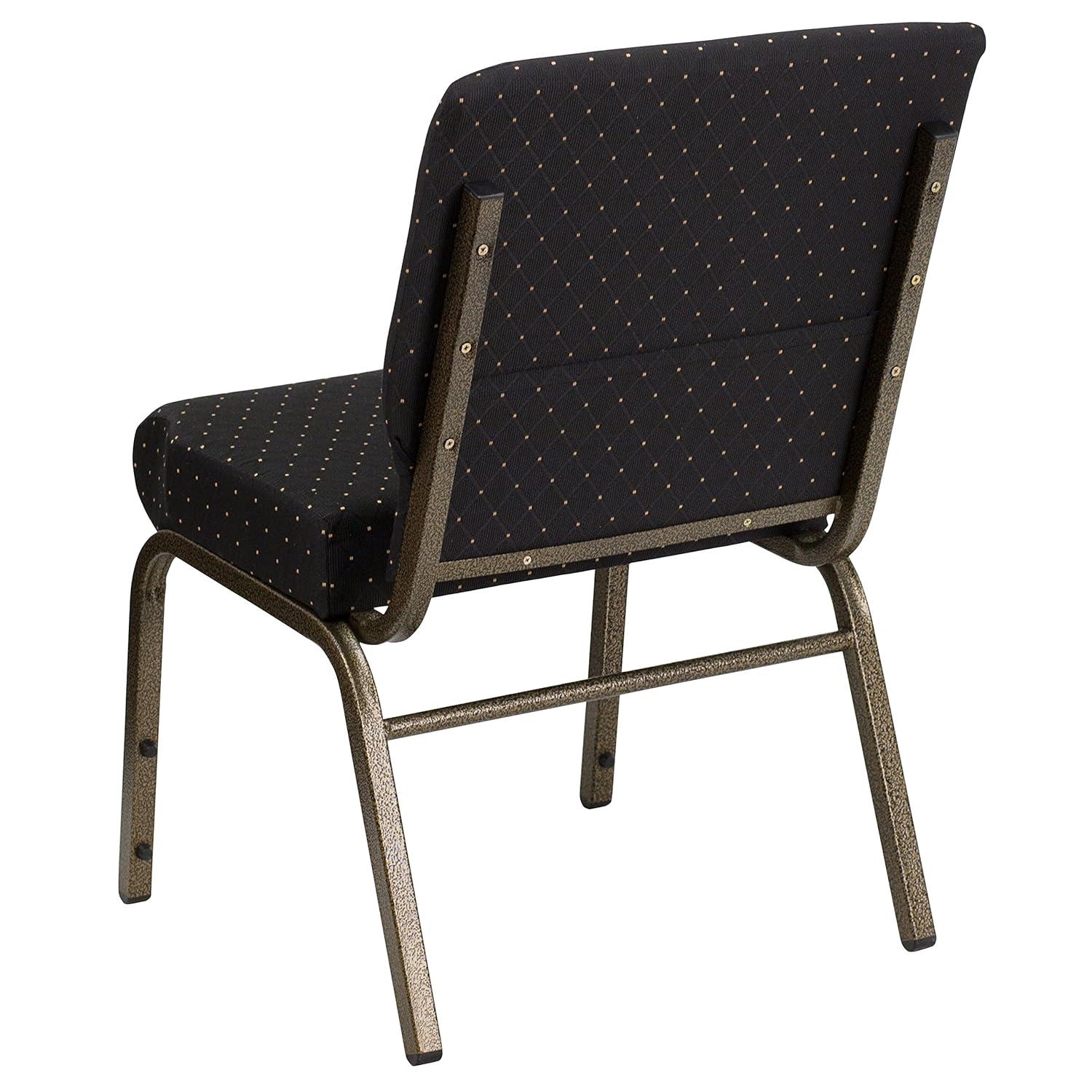 Flash Furniture HERCULES Series Fabric Church Stacking Chair Black Dot Patterned/Gold Vein Frame 4