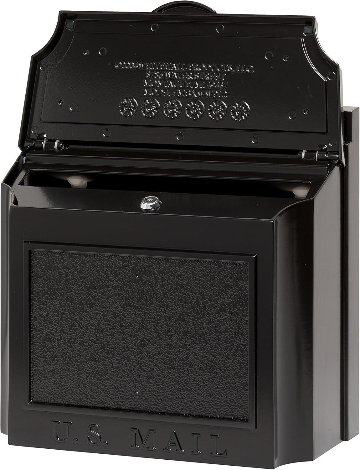 Whitehall Locking Wall Mounted Mailbox, Black