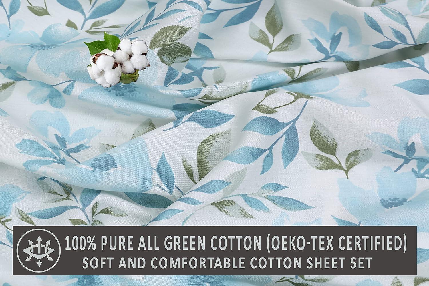 Erica Floral Full Cotton Percale Sheet Set