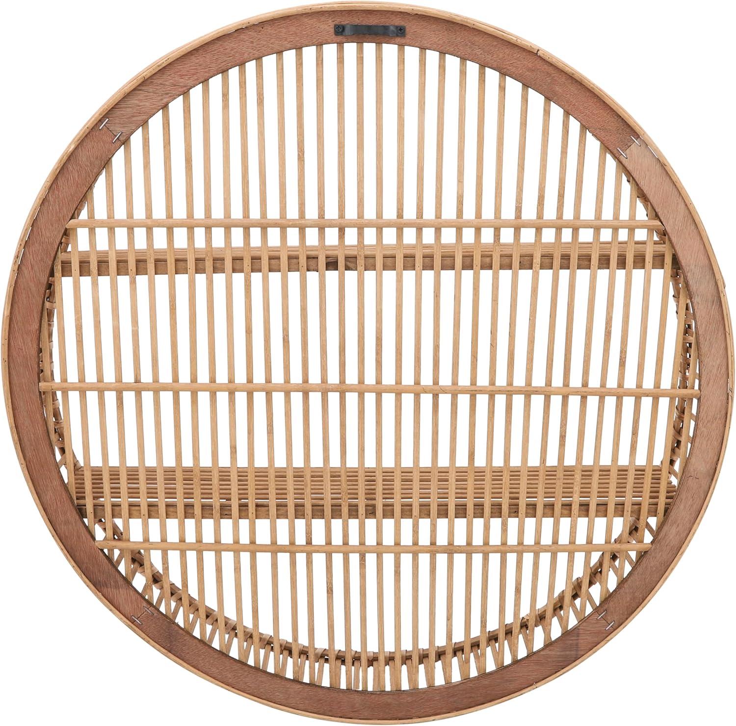 5"Wx31" Diameter, Bamboo Wall Shelf, Natural Finish, Rustic and Decorative Storage Solution for Bedroom, Bathroom,